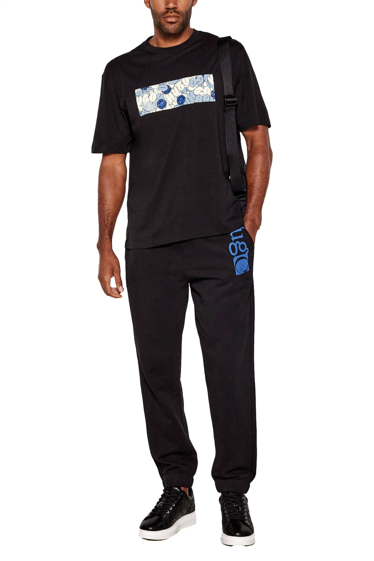 HUGO BLUE Τ-SHIRT ΜURIX ΜΑΥΡΟ