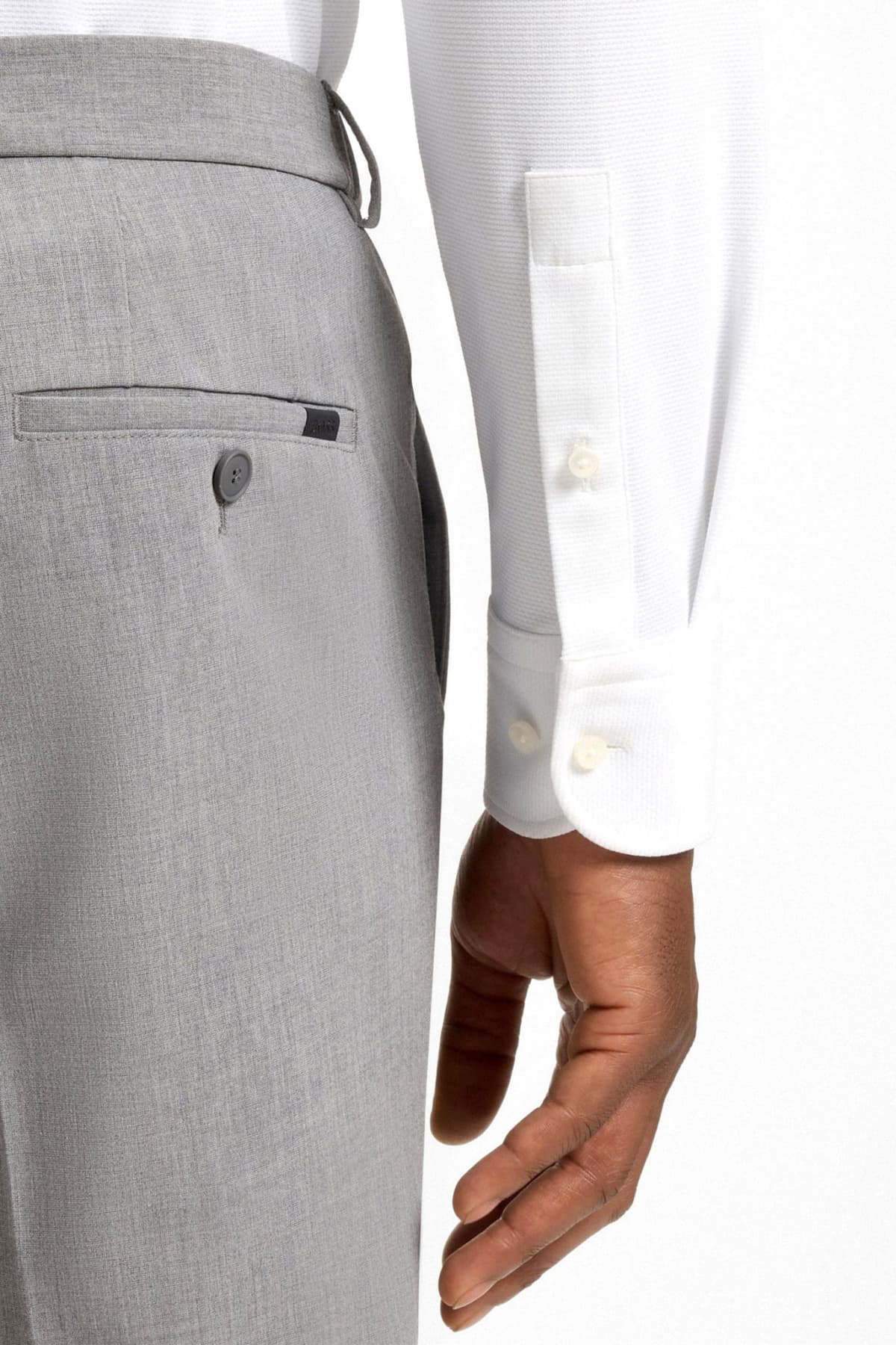 BOSS PERFORMANCE ΠΟΥΚΑΜΙΣΟ ΜΙΚΡΟΣΧΕΔΙΟ SLIM FIT P-ANK-KENT-C1-222 ΛΕΥΚΟ