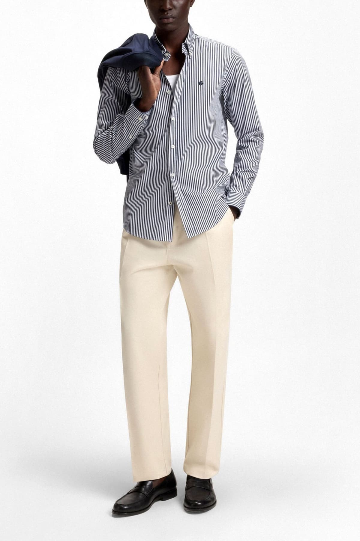 BOSS ΠΟΥΚΑΜΙΣΟ ΡΙΓΕ BUTTON DOWN SLIM FIT STRETCH H-ROAN-BD-E-C1-253 ΛΕΥΚΟ-ΜΠΛΕ