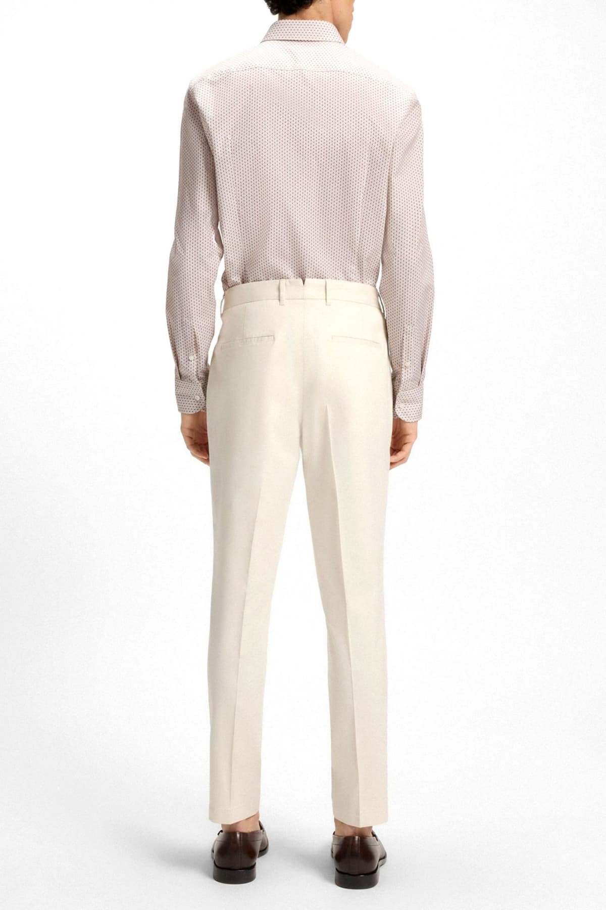 BOSS ΠΟΥΚΑΜΙΣΟ ΜΙΚΡΟΣΧΕΔΙΟ SLIM FIT H-HANK-KENT-C1-214 ΜΠΕΖ-ΚΑΦΕ