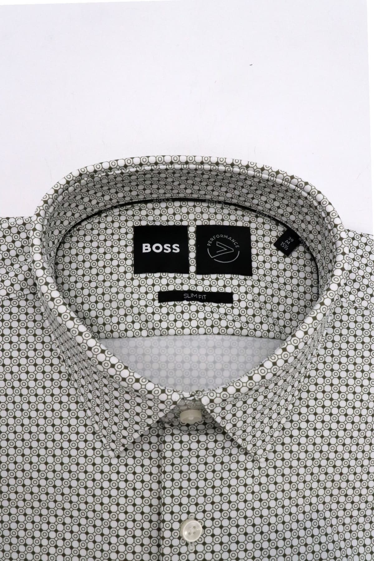 BOSS PERFORMANCE ΠΟΥΚΑΜΙΣΟ ΜΙΚΡΟΣΧΕΔΙΟ SLIM FIT P-HANK-S-KENT-C1-222 ΛΕΥΚΟ-ΧΑΚΙ