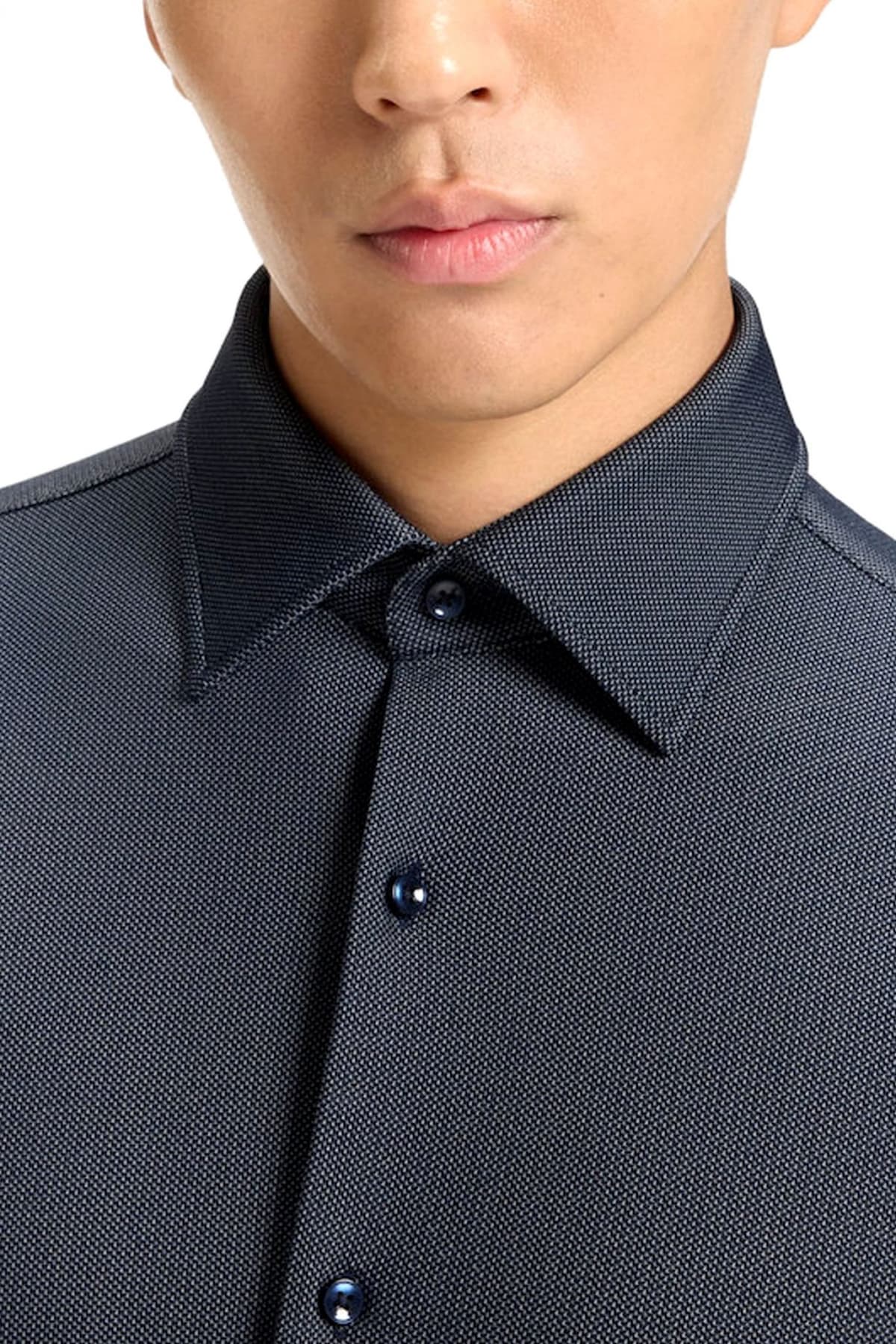 BOSS PERFORMANCE ΠΟΥΚΑΜΙΣΟ ΜΙΚΡΟΣΧΕΔΙΟ REGULAR FIT P-JOE-KENT-C1-222 ΜΠΛΕ