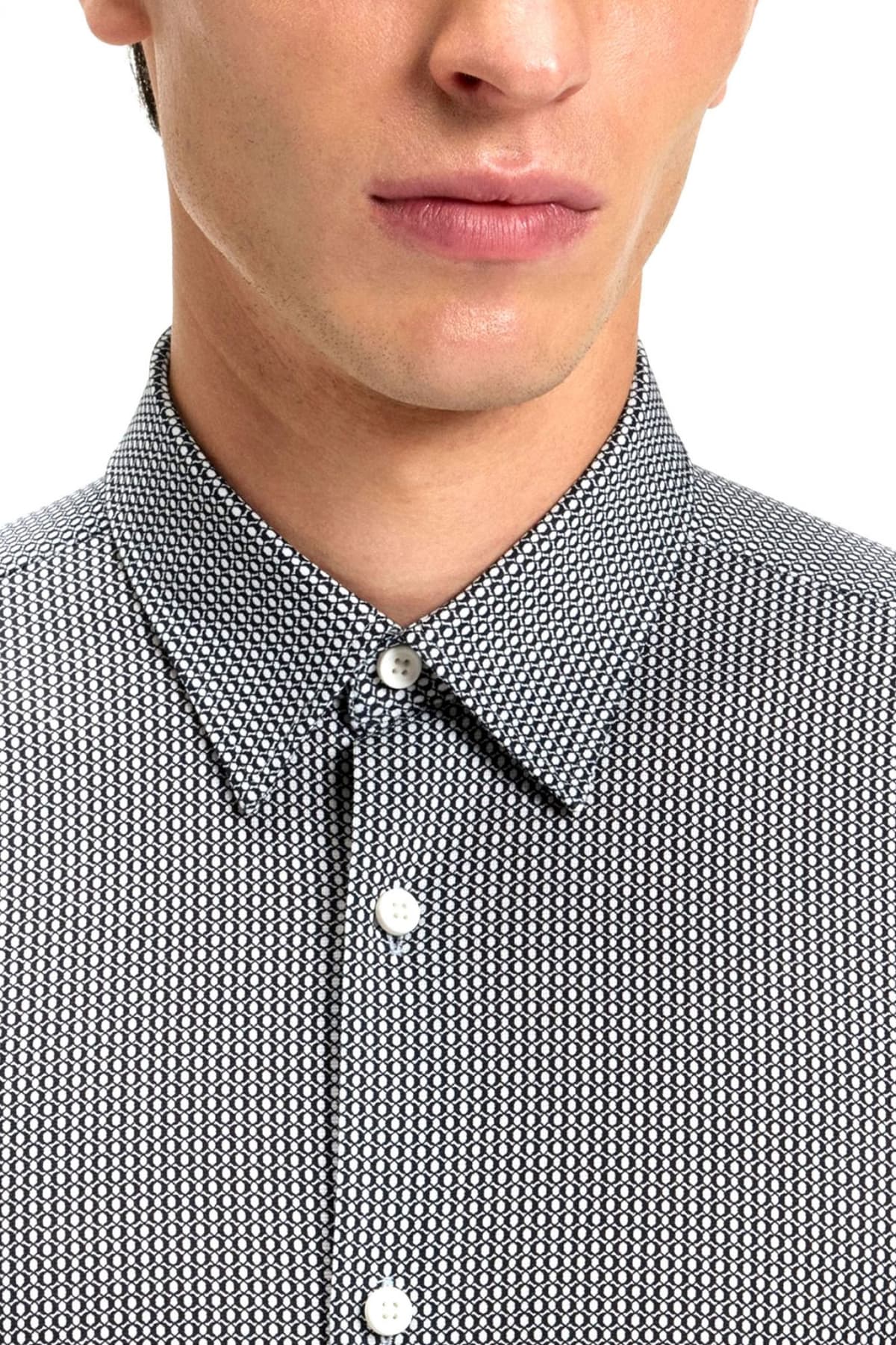 BOSS PERFORMANCE ΠΟΥΚΑΜΙΣΟ ΜΙΚΡΟΣΧΕΔΙΟ SLIM FIT P-ROAN-KENT-C1-233 ΜΠΛΕ-ΛΕΥΚΟ