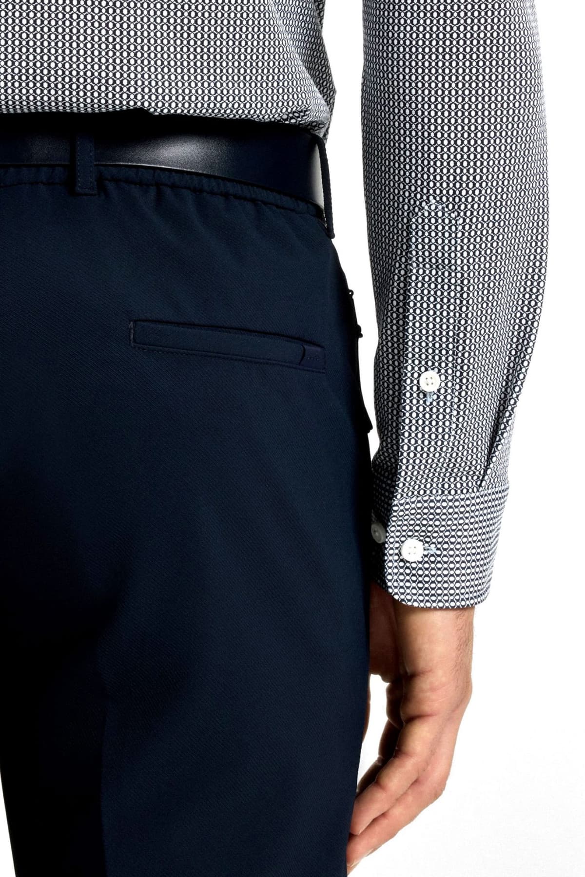 BOSS PERFORMANCE ΠΟΥΚΑΜΙΣΟ ΜΙΚΡΟΣΧΕΔΙΟ SLIM FIT P-ROAN-KENT-C1-233 ΜΠΛΕ-ΛΕΥΚΟ