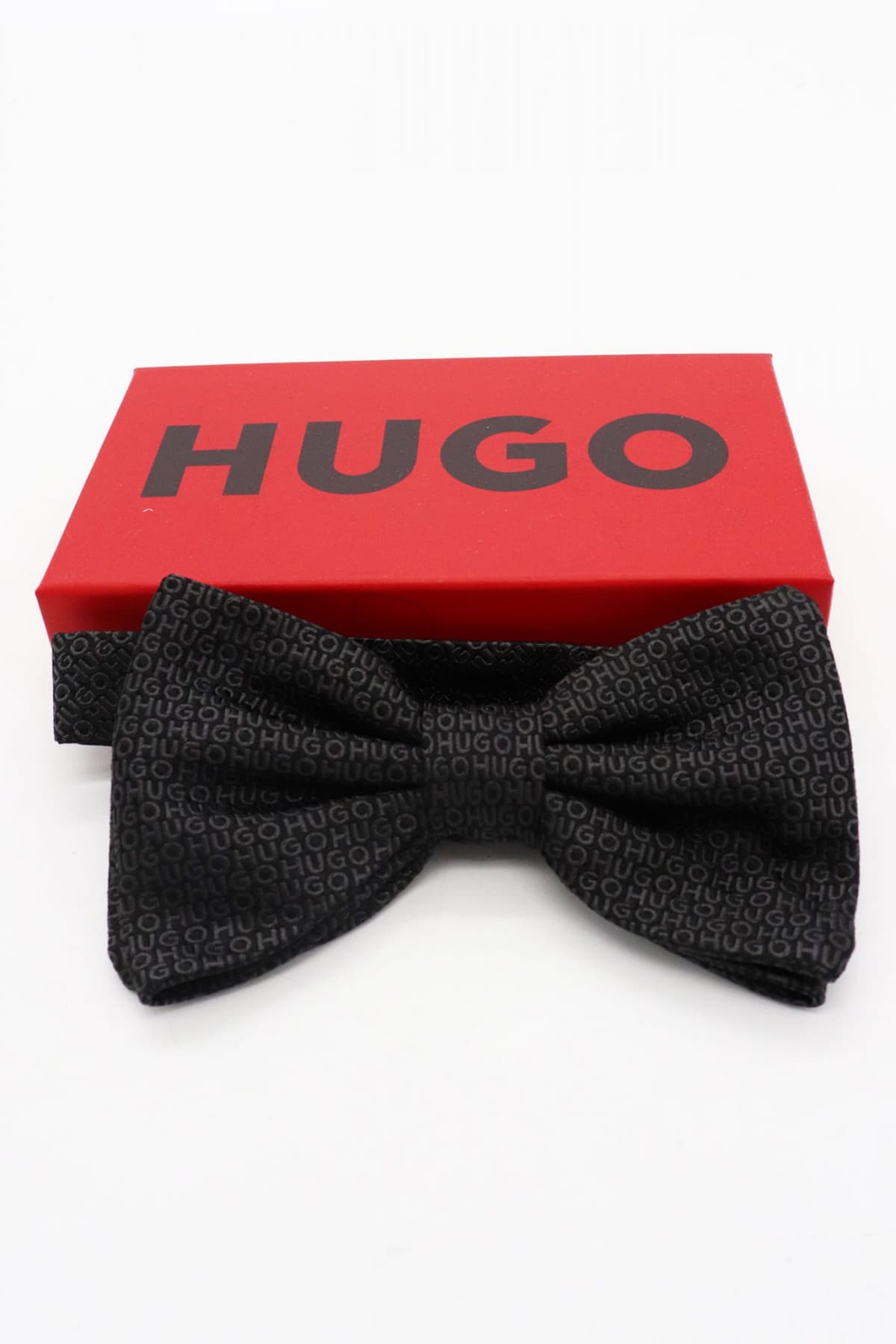 HUGO ΠΑΠΙΓΙΟΝ BOW TIE ALL OVER LOGO TIE ΜΑΥΡΟ
