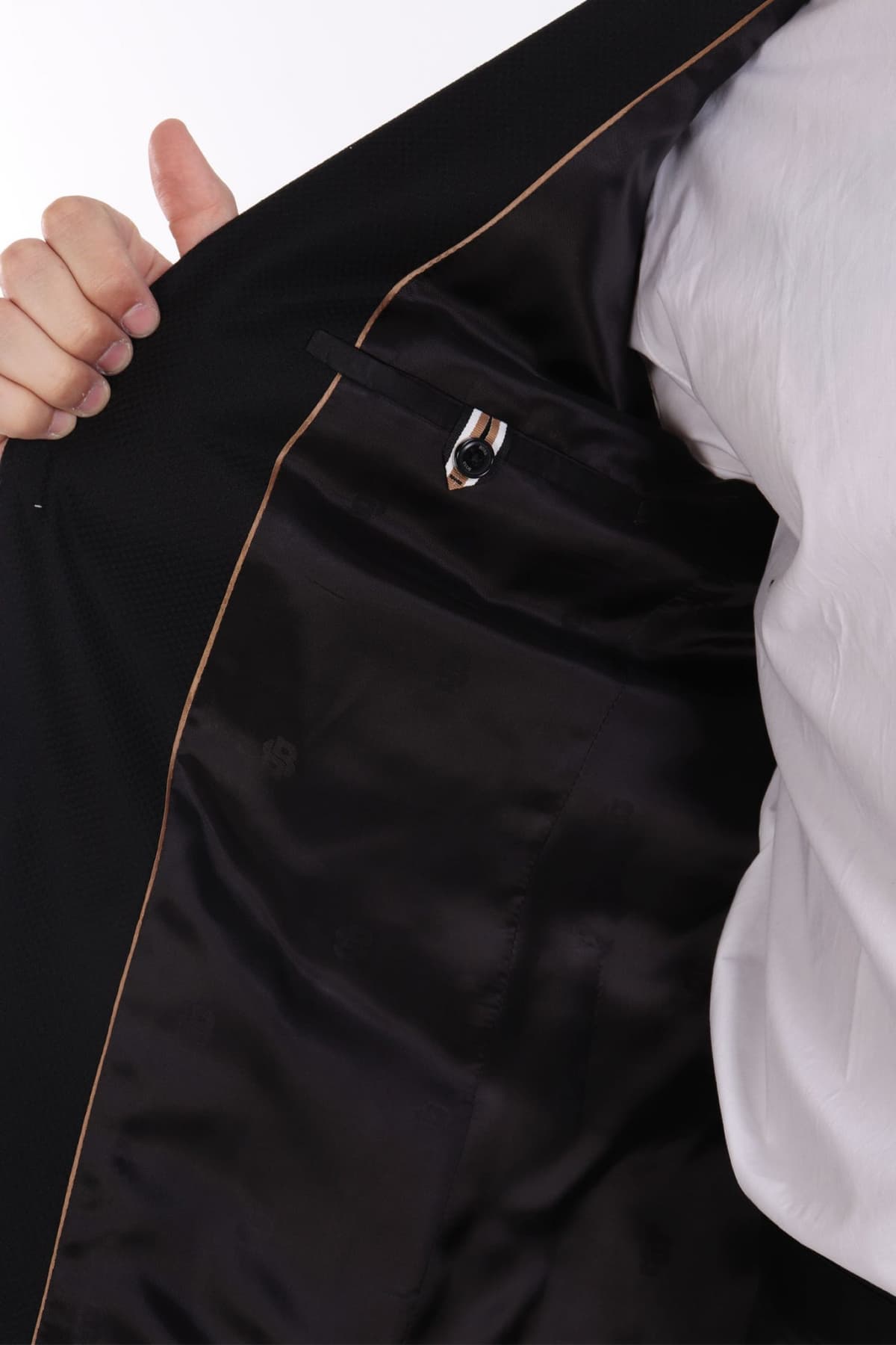 BOSS ΣΑΚΑΚΙ BLAZER ΜΙΚΡΟΣΧΕΔΙΟ SLIM FIT H-HUTSON-2PP-253 ΜΑΥΡΟ