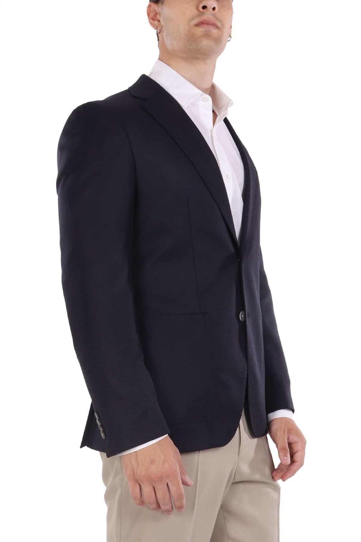 BOSS ΣΑΚΑΚΙ BLAZER ΜΙΚΡΟΣΧΕΔΙΟ SLIM FIT H-HUTSON-2PP-253 ΜΠΛΕ