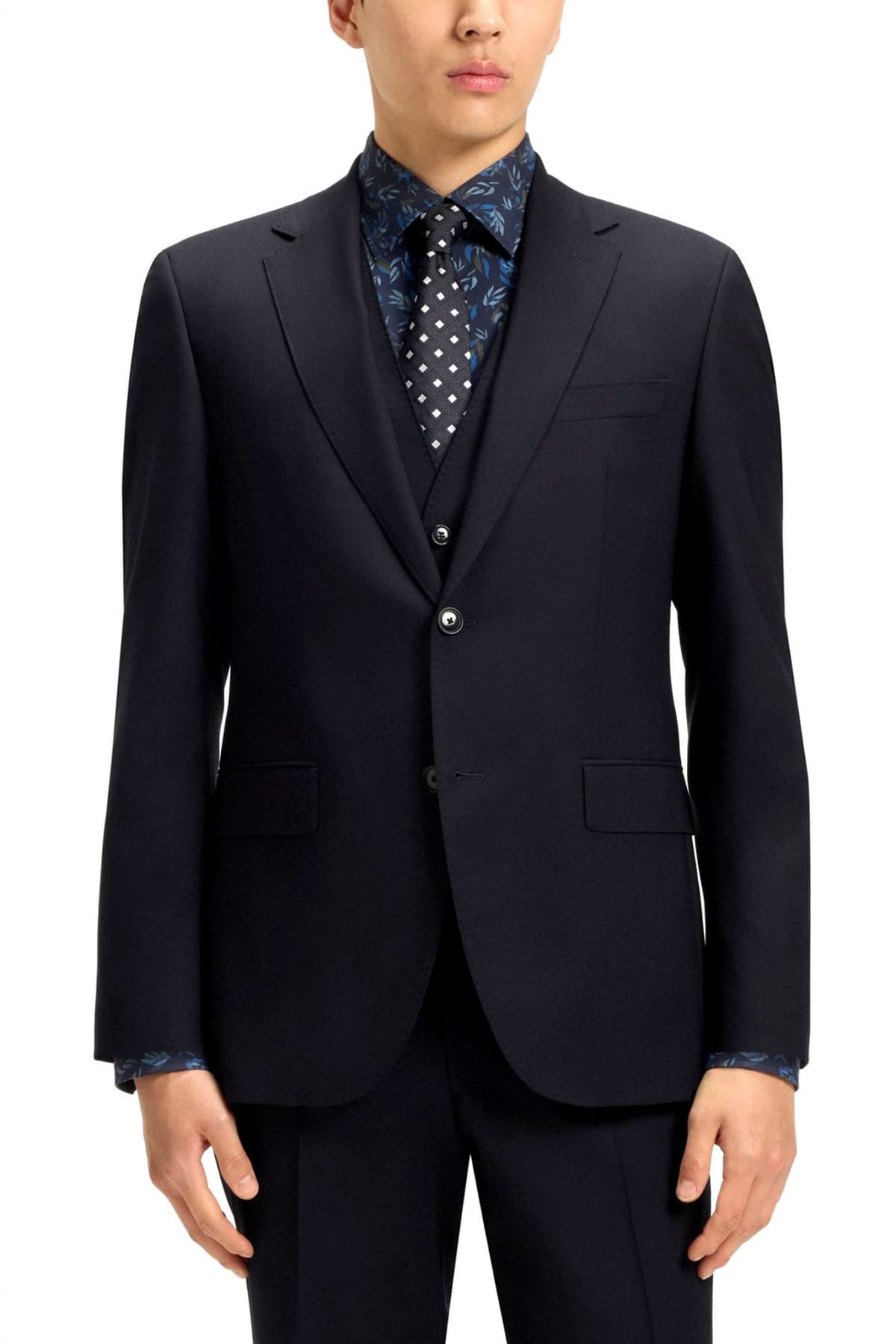 BOSS ΚΟΣΤΟΥΜΙ ΡΙΓΕ ΜΕ ΓΙΛΕΚΟ REGULAR FIT REDA STRETCH H-JECKSON-3PCS-253 ΜΠΛΕ