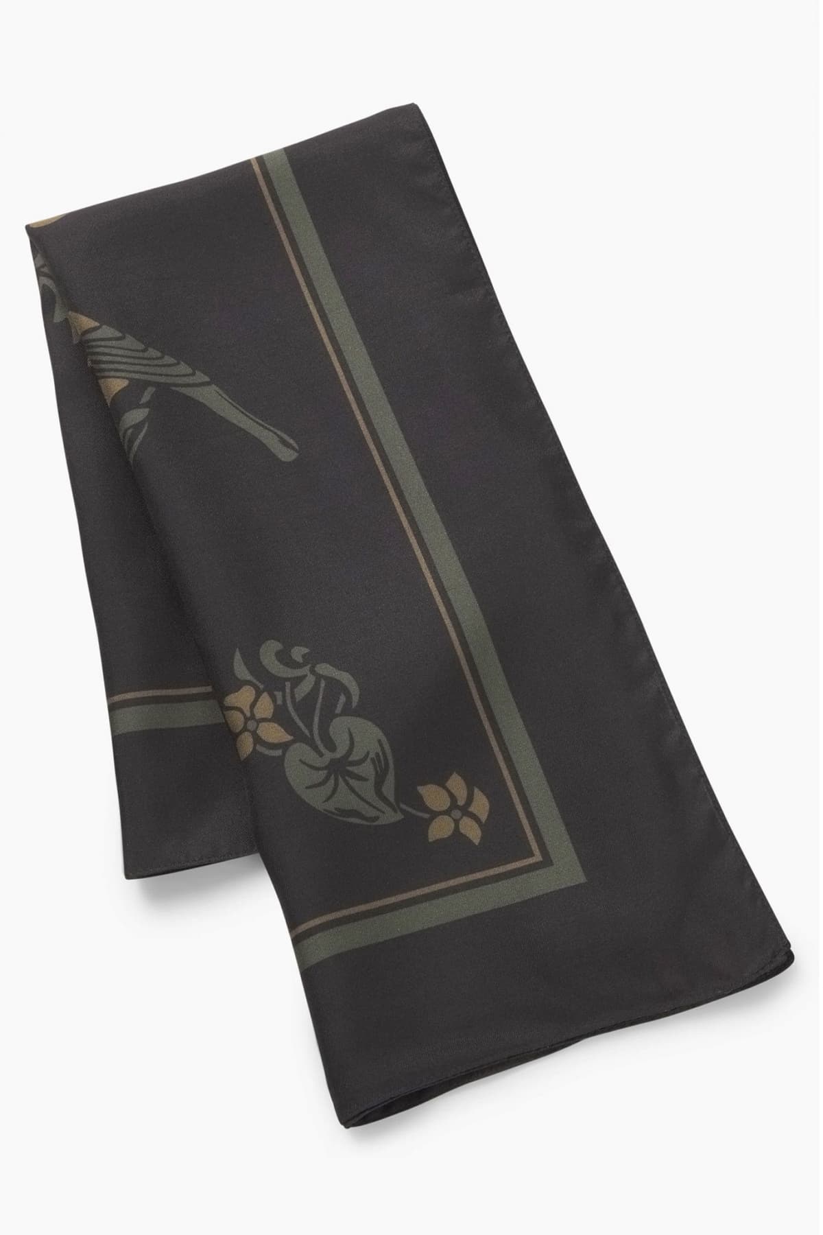 HUGO ΦΟΥΛΑΡΙ BANDANA CM60X60 FLORAL XAKI-MAΥΡΟ