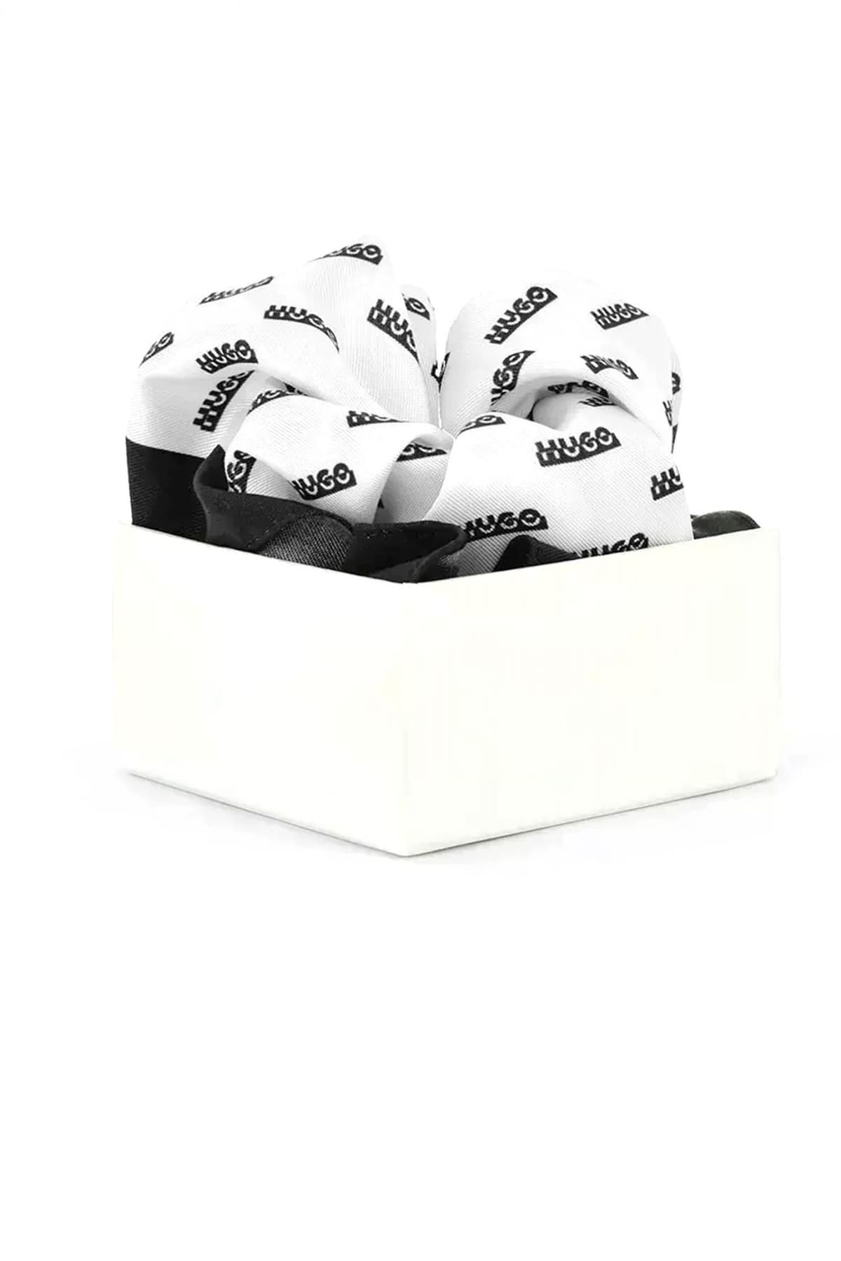 HUGO POCHETTE POCKETSQUARE 33X33 ΛΕΥΚΟ-ΜΑΥΡΟ
