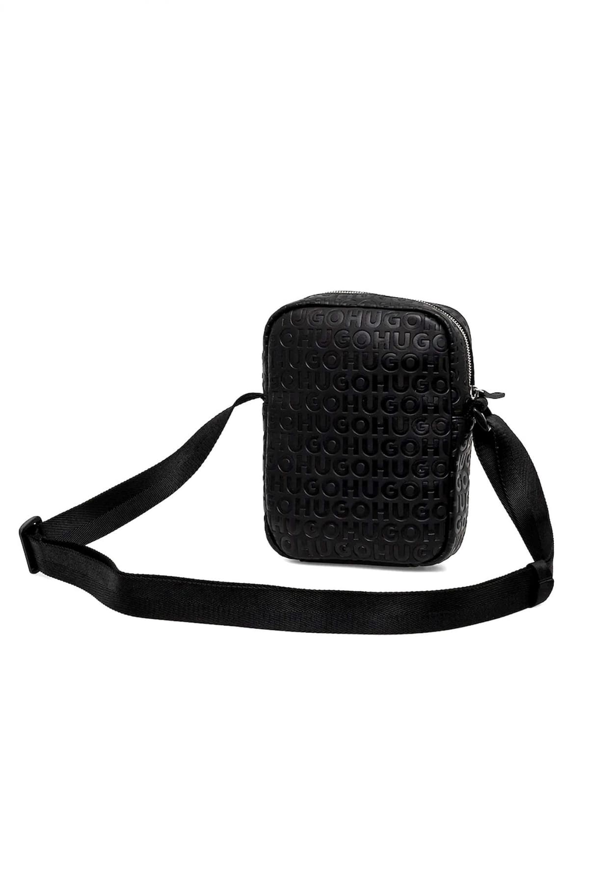 HUGO ΤΣΑΝΤΑΚΙ ETHON2.0HI_M_NS ZIP CROSS BODY ALL OVER LOGO ΜΑΥΡΟ
