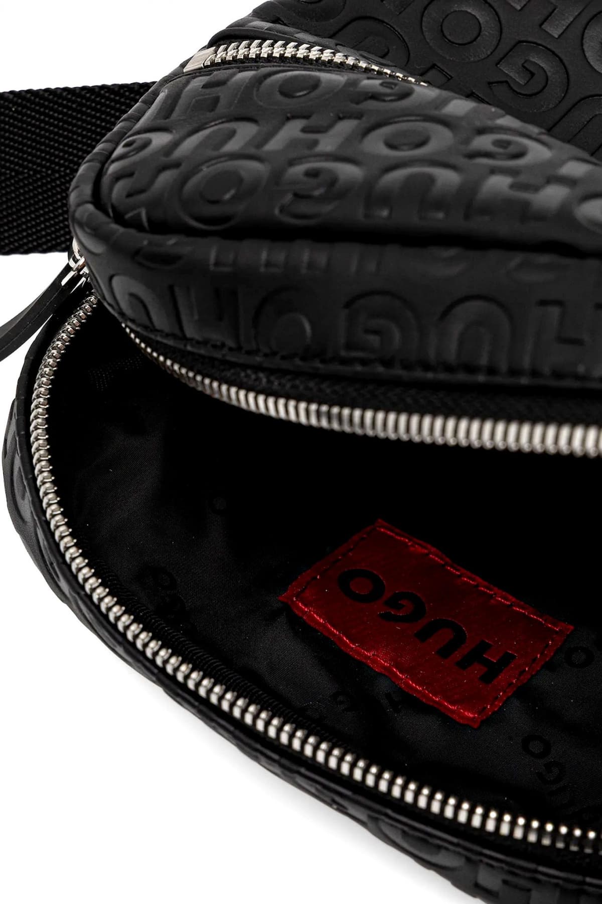 HUGO ΤΣΑΝΤΑΚΙ ETHON2.0HI_M_NS ZIP CROSS BODY ALL OVER LOGO ΜΑΥΡΟ