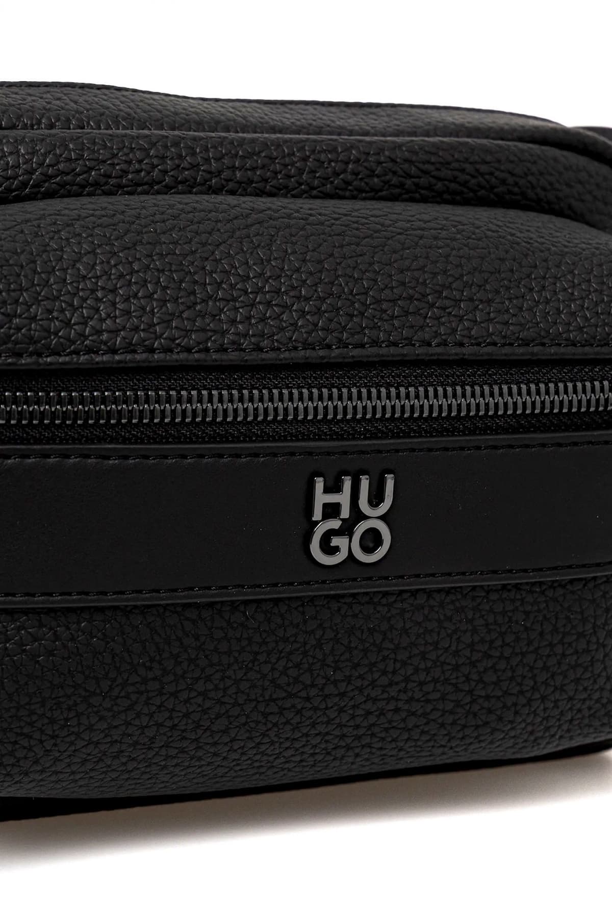 HUGO ΤΣΑΝΤΑΚΙ CROSSBODY QUANTIC_EW CROSSB LOGO ΜΕΤΑΛΛΙΚΟ ΜΑΥΡΟ