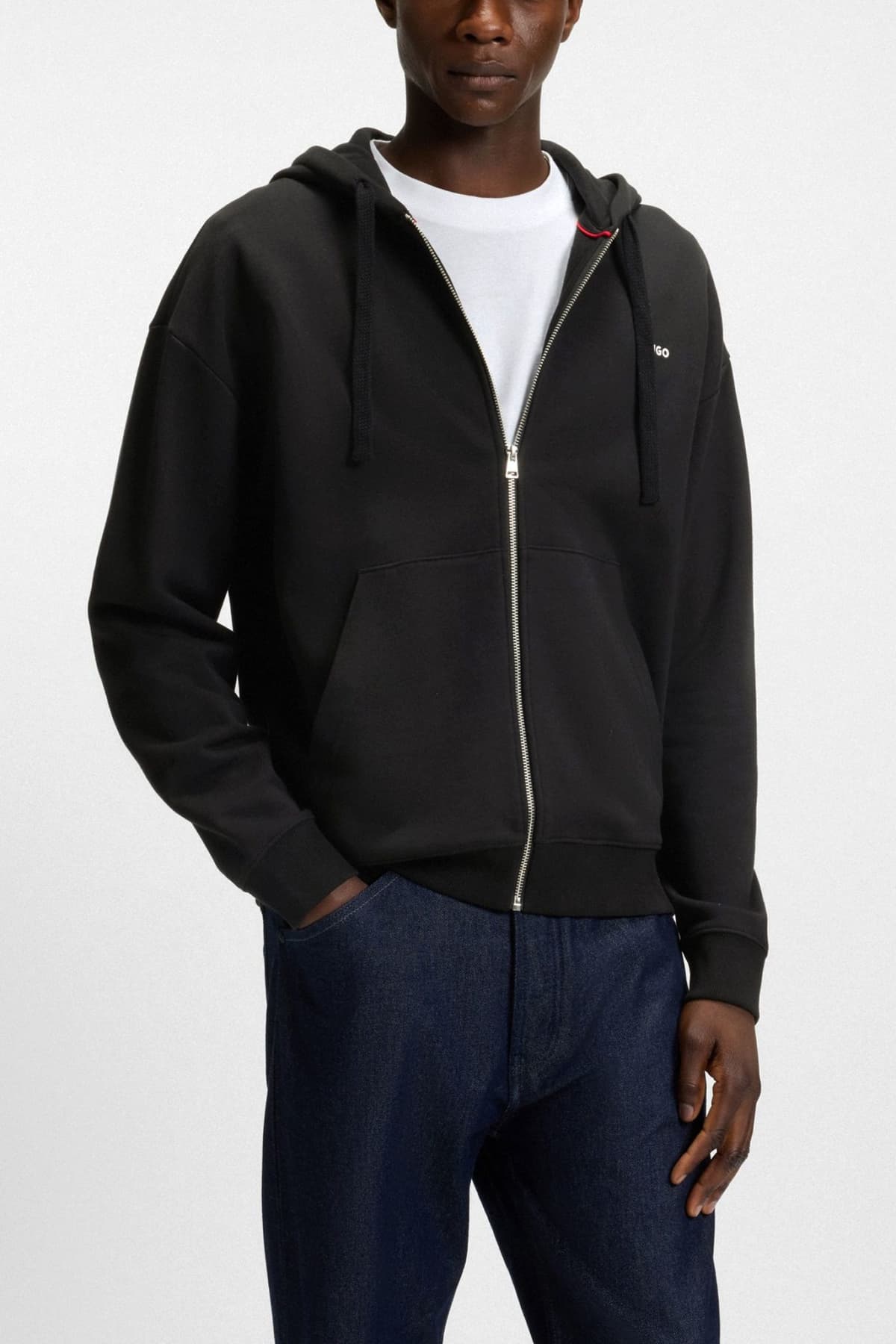 HUGO ΦΟΥΤΕΡ HOODIE FULLZIP DAPOZIP LOGO ΜΑΥΡΟ