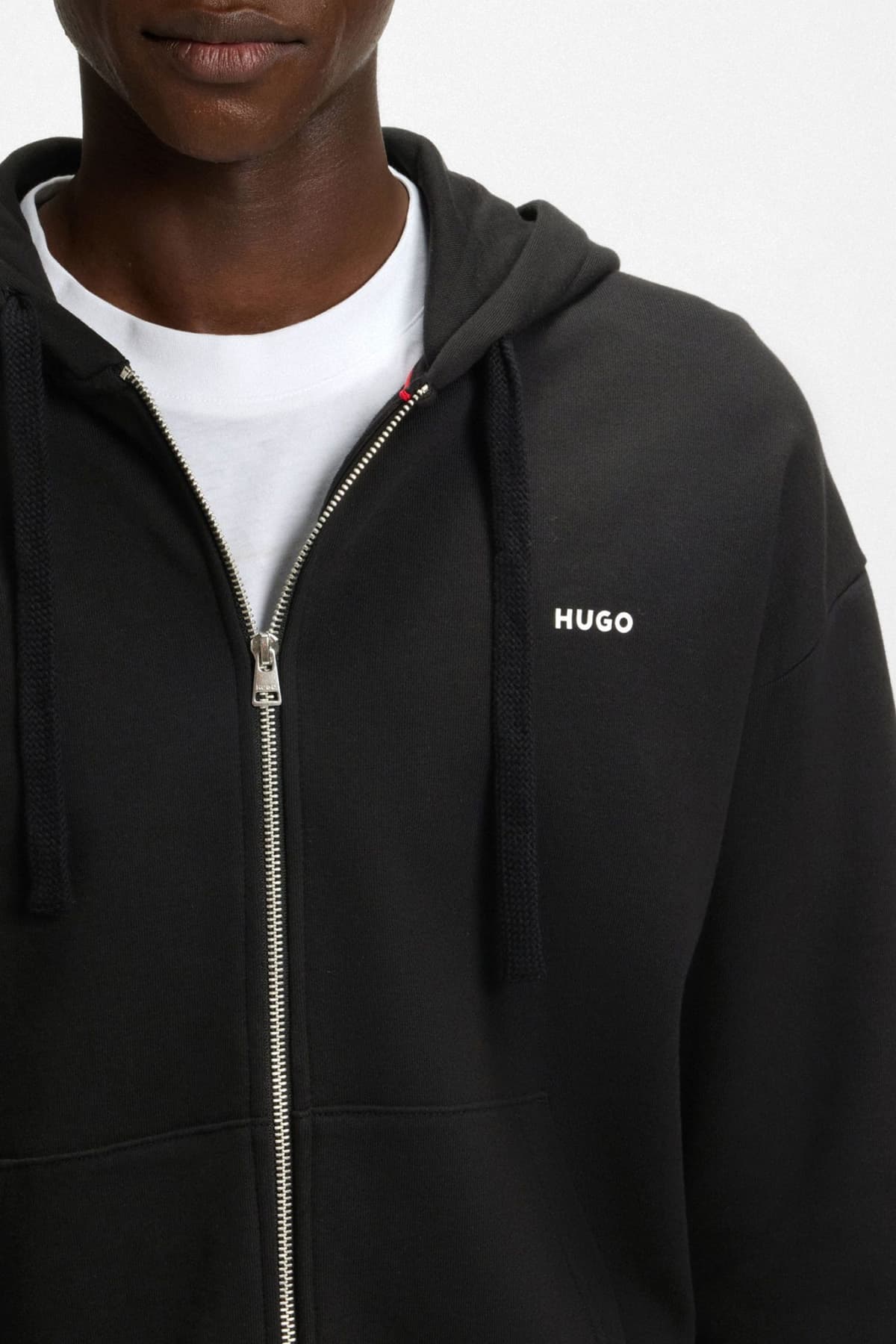 HUGO ΦΟΥΤΕΡ HOODIE FULLZIP DAPOZIP LOGO ΜΑΥΡΟ