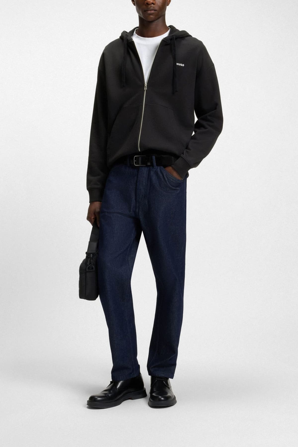 HUGO ΦΟΥΤΕΡ HOODIE FULLZIP DAPOZIP LOGO ΜΑΥΡΟ
