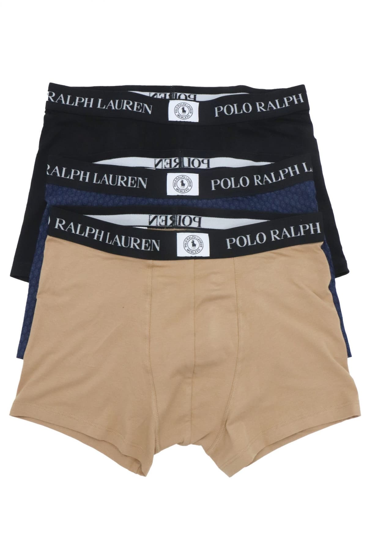 RALPH LAUREN UNDERWEAR ΕΣΩΡΟΥΧΟ ΣΕΤ 3PACK STRETCH COTTON TRUNK ΜΠΛΕ-ΜΠΕΖ-ΜΑΥΡΟ