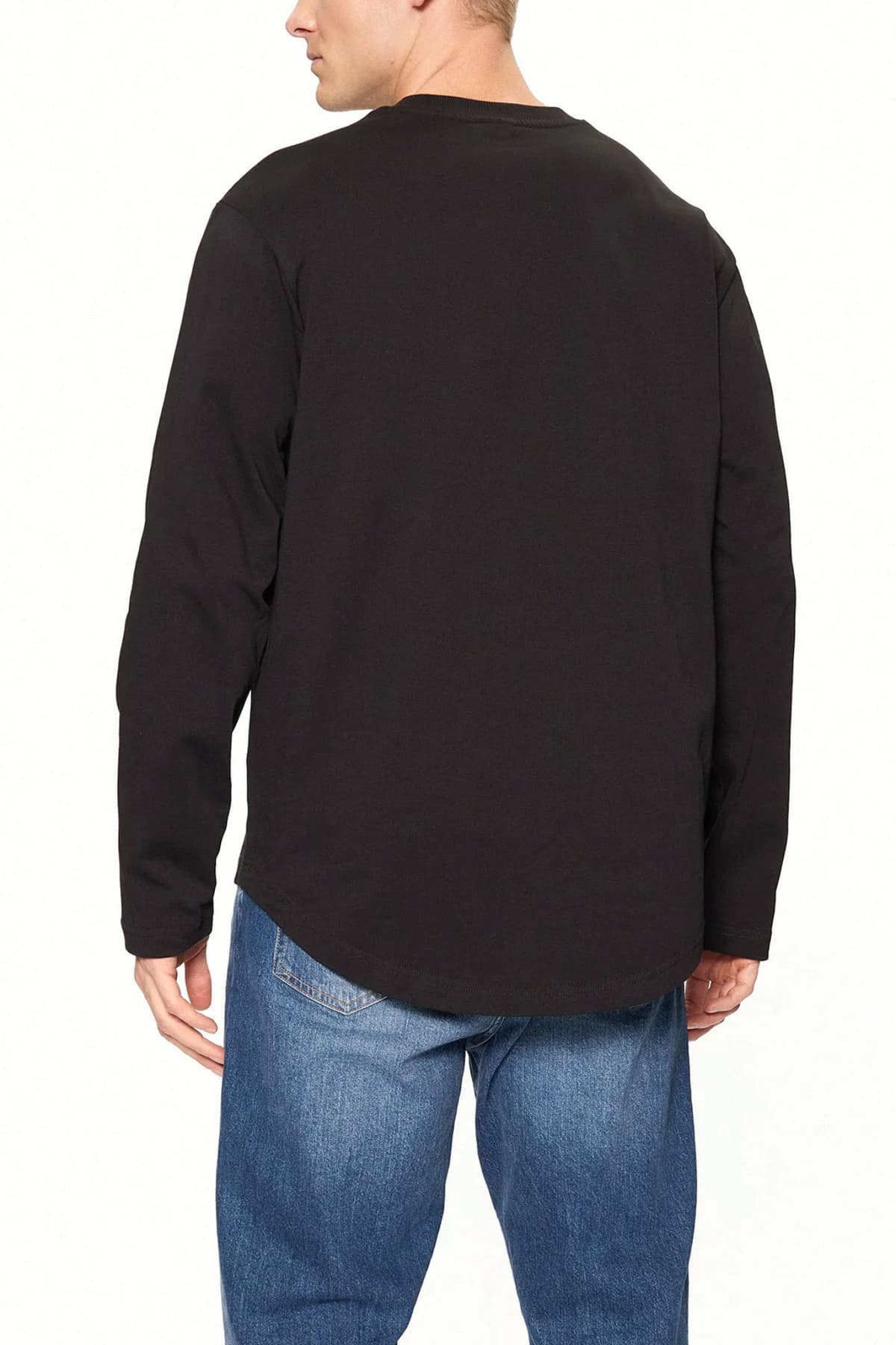 KARL LAGERFELD JEANS T-SHIRT LOGO REG LS CURVED HEM TEE ΜΑΥΡΟ