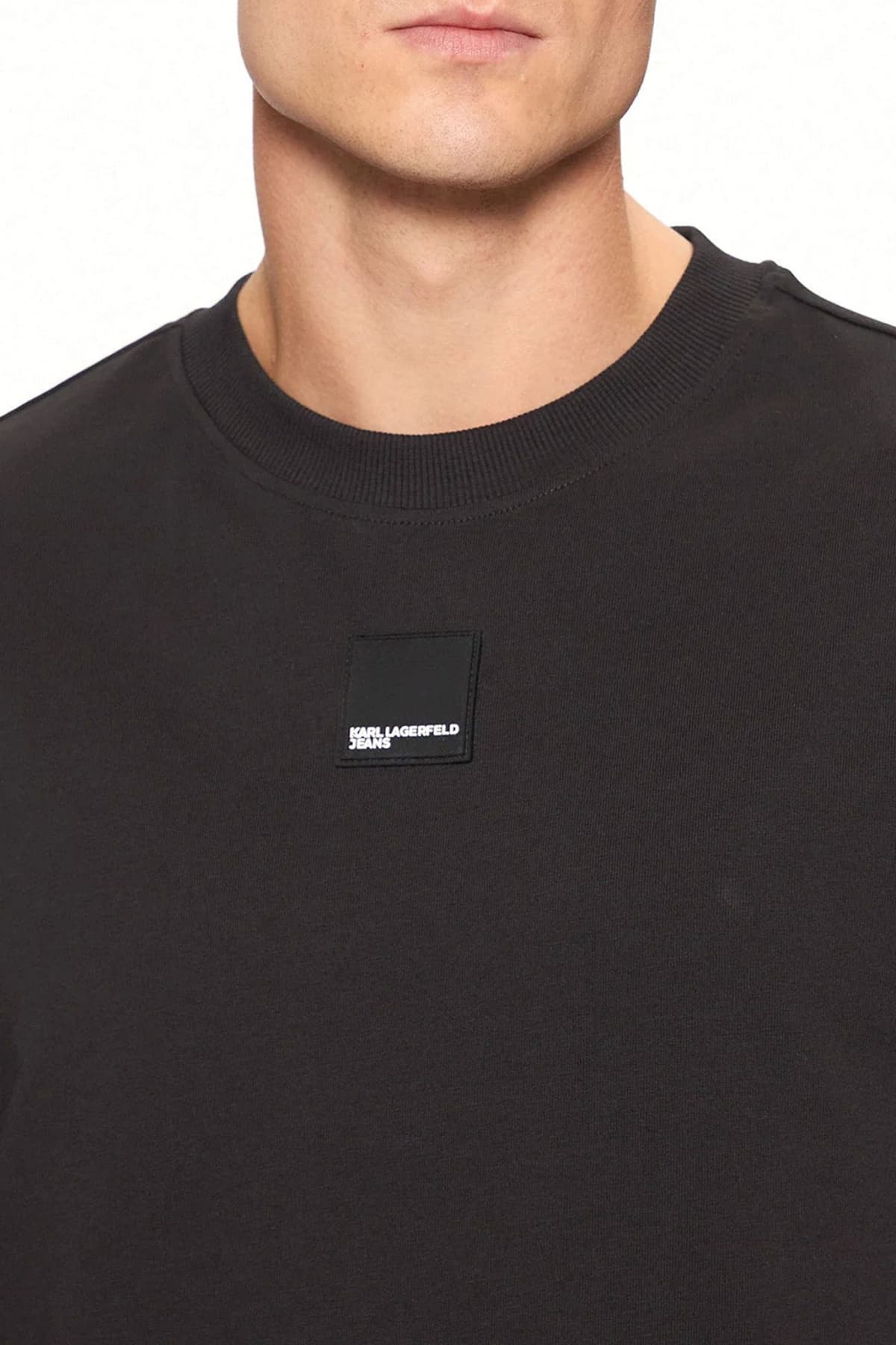 KARL LAGERFELD JEANS T-SHIRT LOGO REG LS CURVED HEM TEE ΜΑΥΡΟ