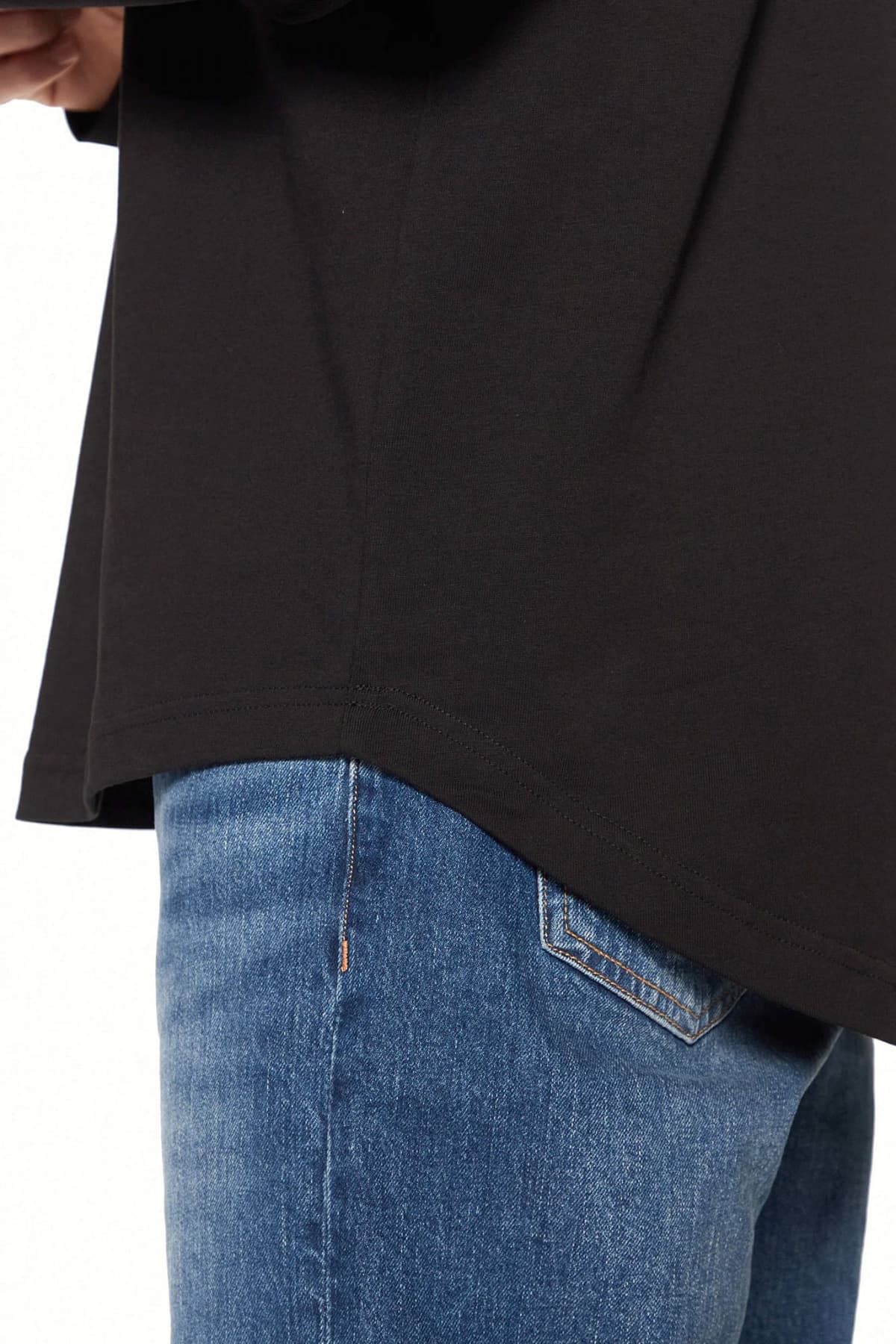 KARL LAGERFELD JEANS T-SHIRT LOGO REG LS CURVED HEM TEE ΜΑΥΡΟ