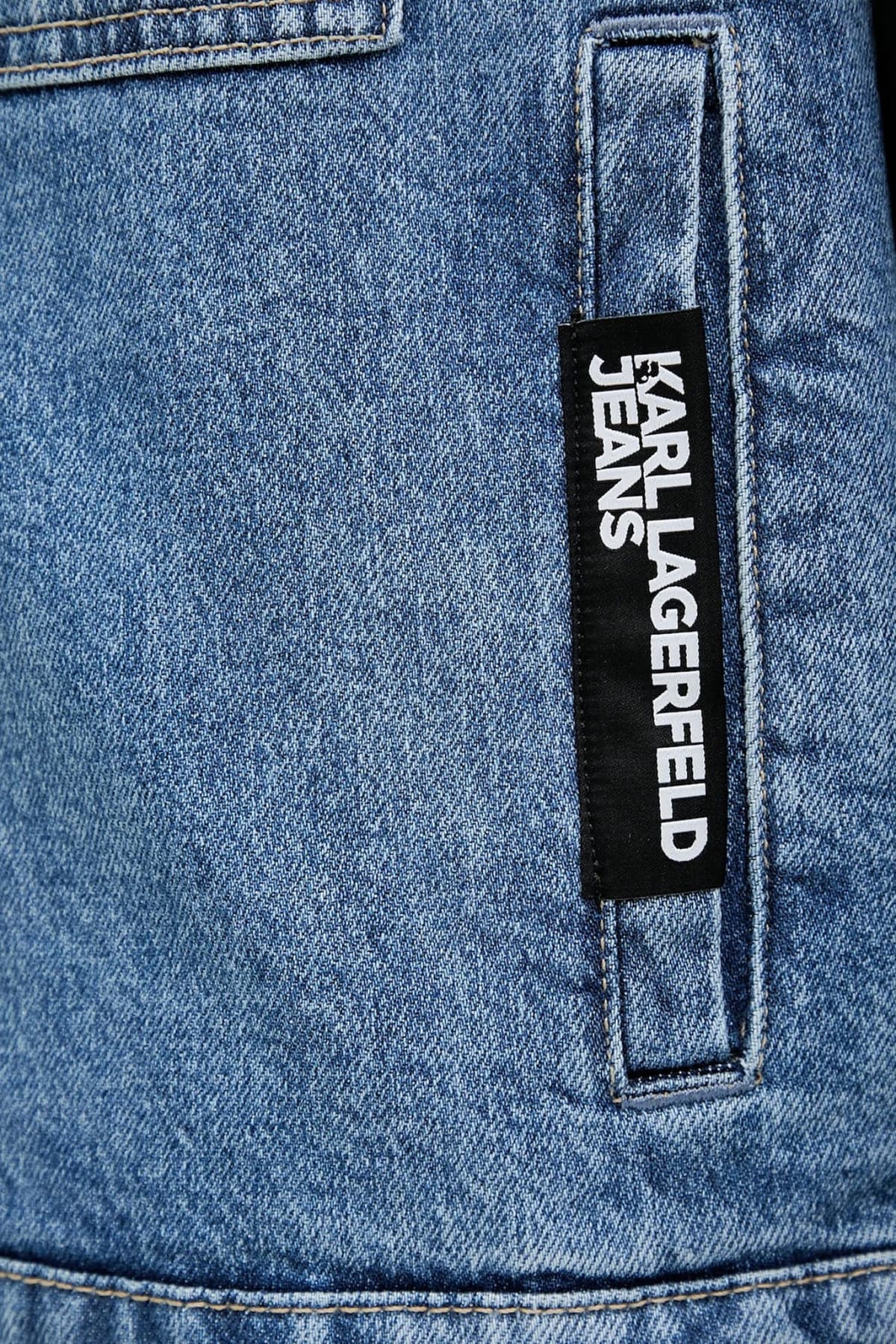 KARL LAGERFELD JEANS JACKET KLJ MIX MATERIAL ΜΠΟΥΦΑΝ ΚΟΥΚΟΥΛΑ ΜΠΛΕ JEANS