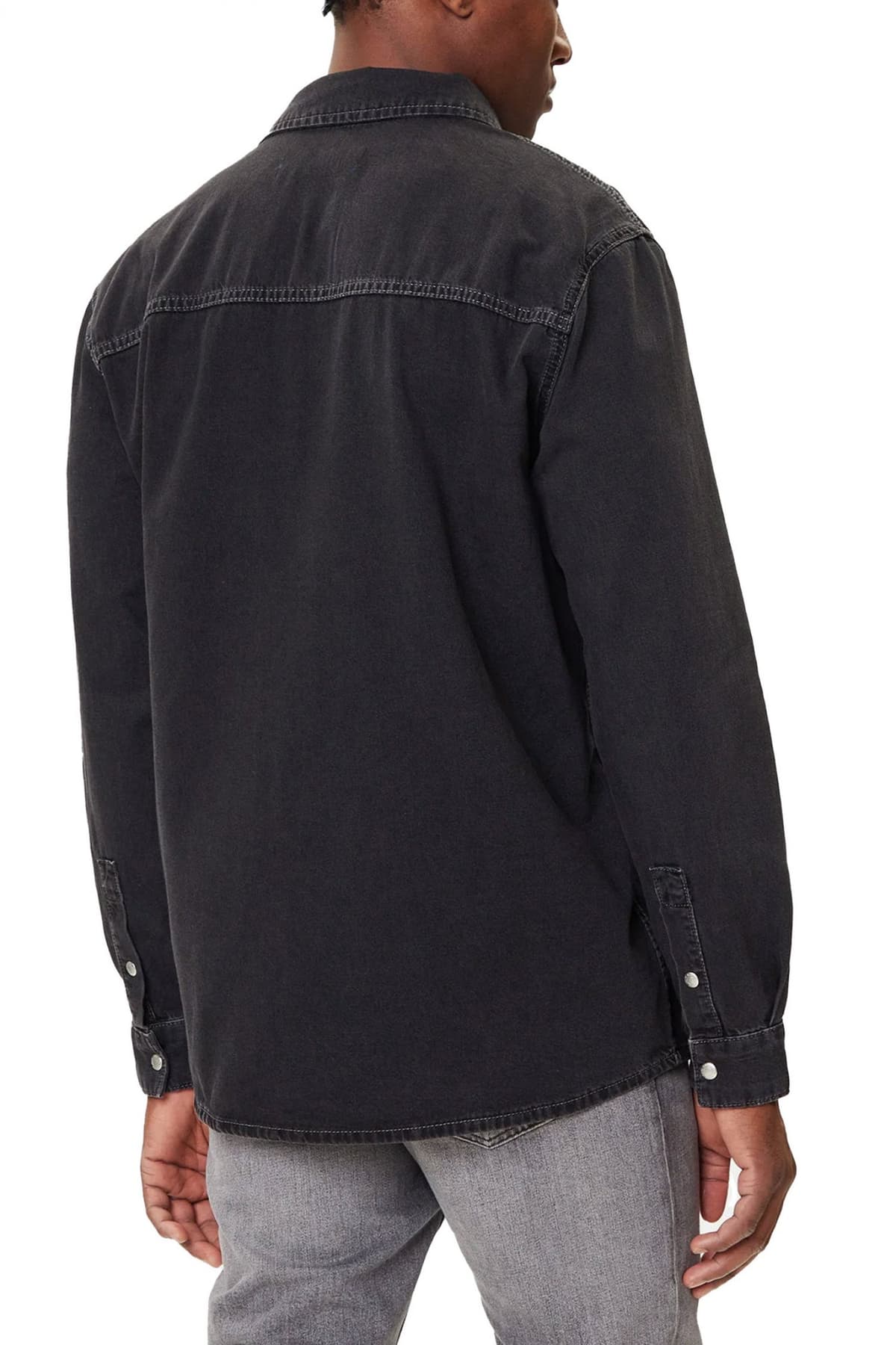 KARL LAGERFELD JEANS ΠΟΥΚΑΜΙΣΟ ΤΖΙΝ REGULAR DENIM SHIRT ΜΑΥΡΟ