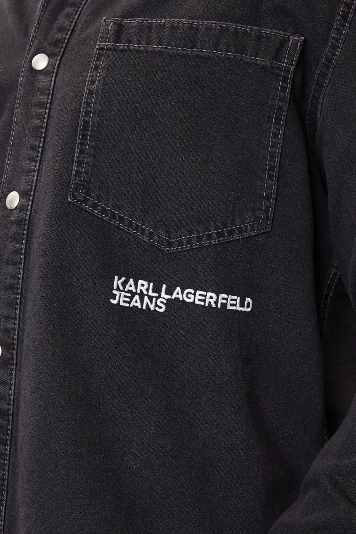 KARL LAGERFELD JEANS ΠΟΥΚΑΜΙΣΟ ΤΖΙΝ REGULAR DENIM SHIRT ΜΑΥΡΟ