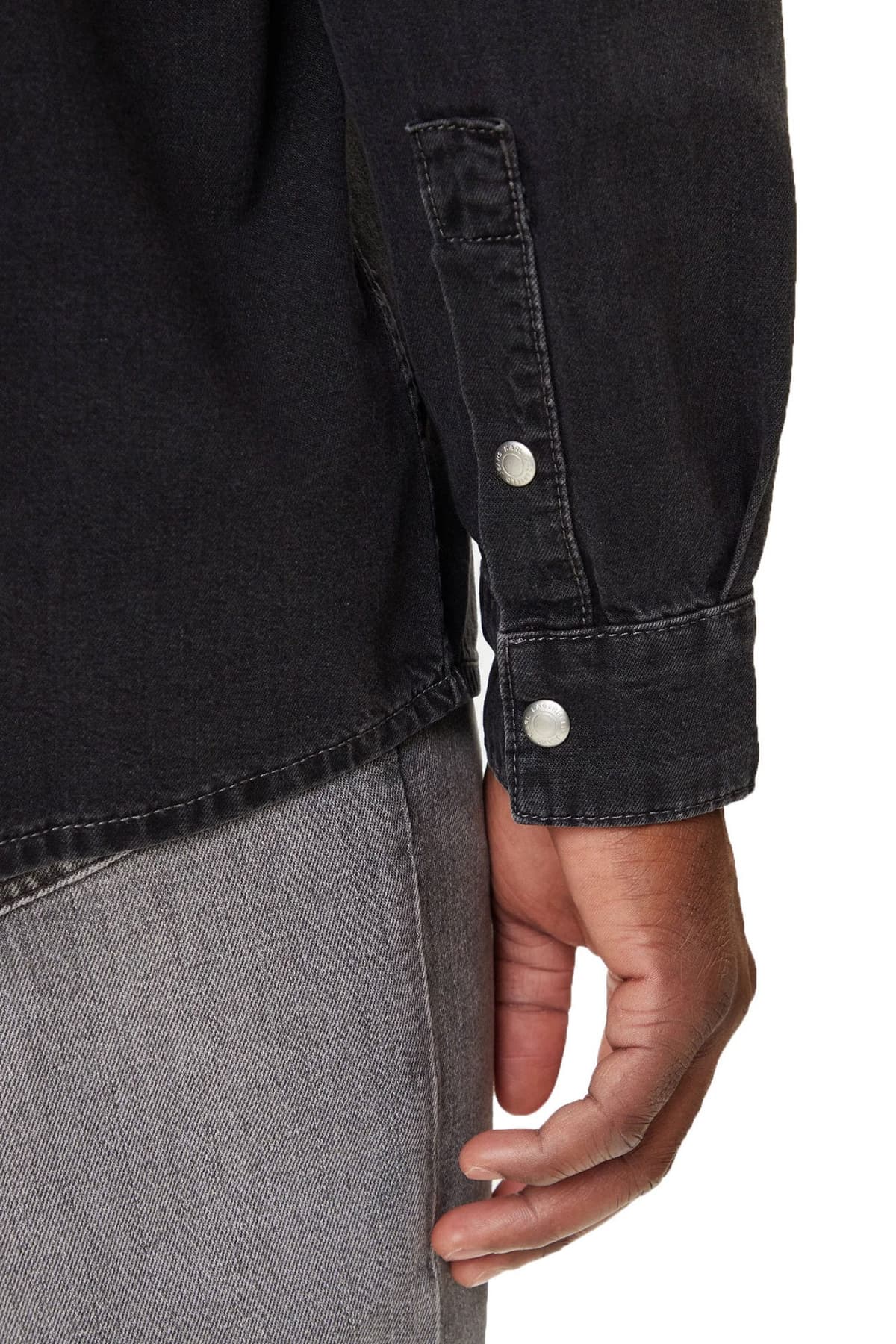 KARL LAGERFELD JEANS ΠΟΥΚΑΜΙΣΟ ΤΖΙΝ REGULAR DENIM SHIRT ΜΑΥΡΟ