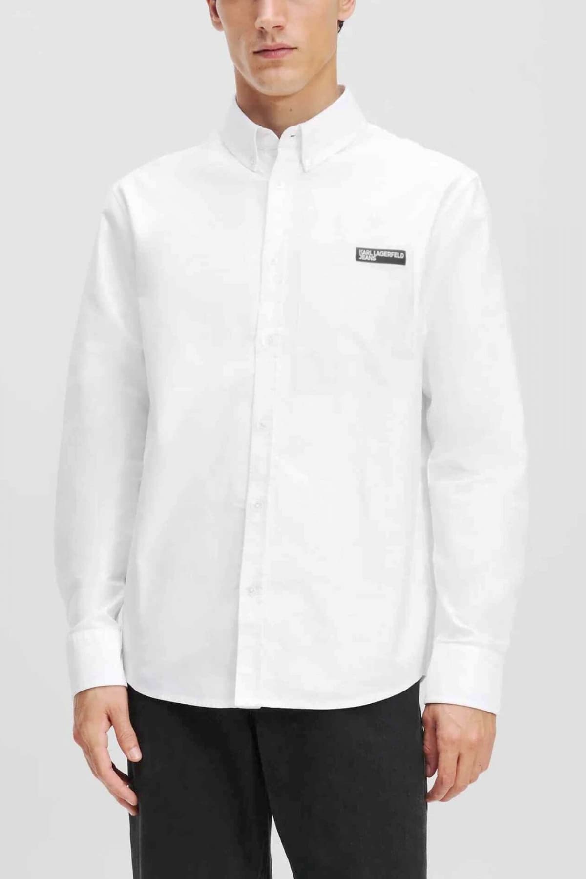 KARL LAGERFELD JEANS ΠΟΥΚΑΜΙΣΟ POPLIN SHIRT ΛΕΥΚΟ