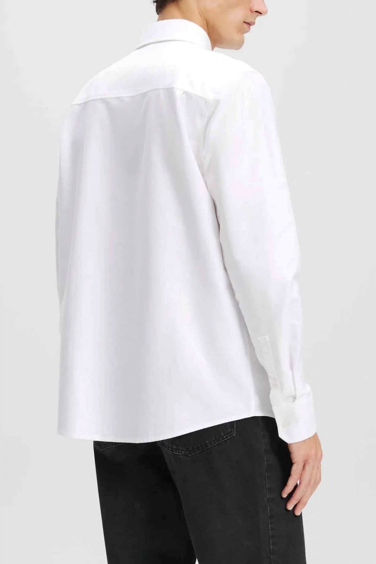 KARL LAGERFELD JEANS ΠΟΥΚΑΜΙΣΟ POPLIN SHIRT ΛΕΥΚΟ