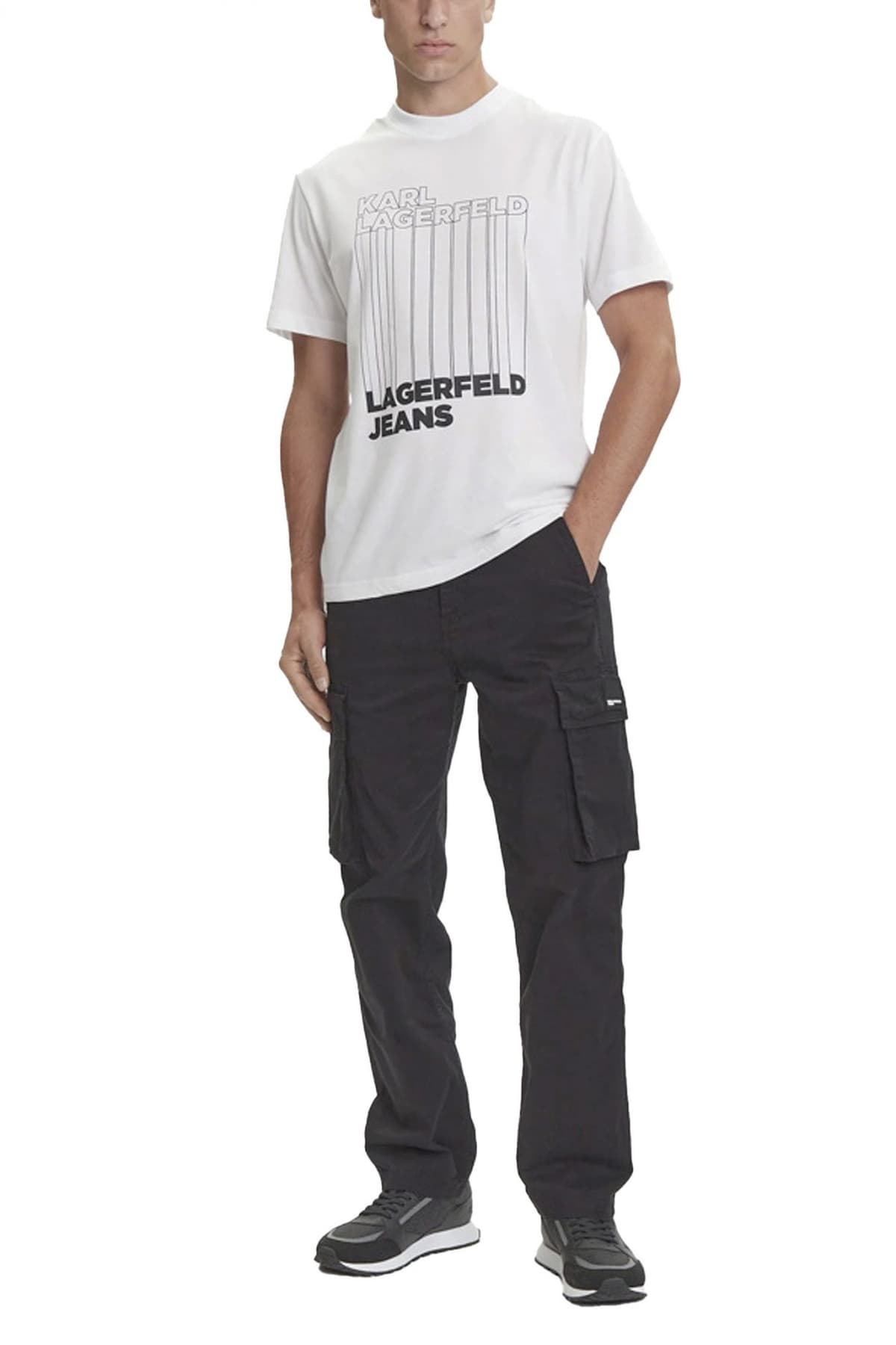 KARL LAGERFELD JEANS T-SHIRT REG BARCODE TEE ΛΕΥΚΟ