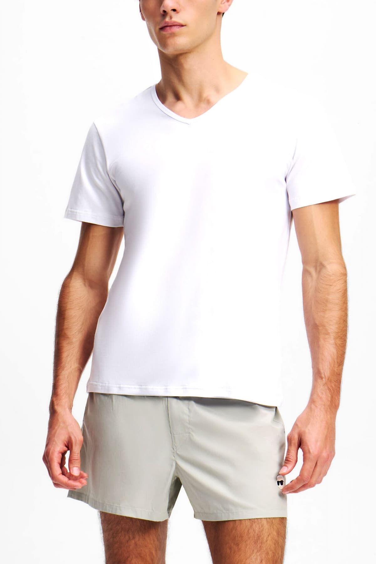 KARL LAGERFELD ΕΣΩΡΟΥΧΑ V NECK 2PACK T-SHIRT ΜΑΥΡΟ-ΛΕΥΚΟ