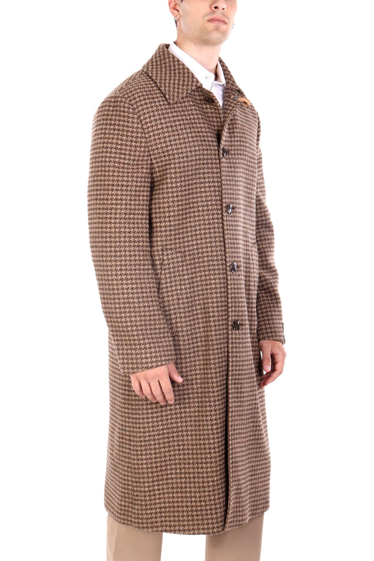 BALDESSARINI ΠΑΛΤΟ ΜΙΚΡΟΣΧΕΔΙΟ CONTEMPORARY FIT CONNER-L ΜΠΕΖ-ΚΑΦΕ