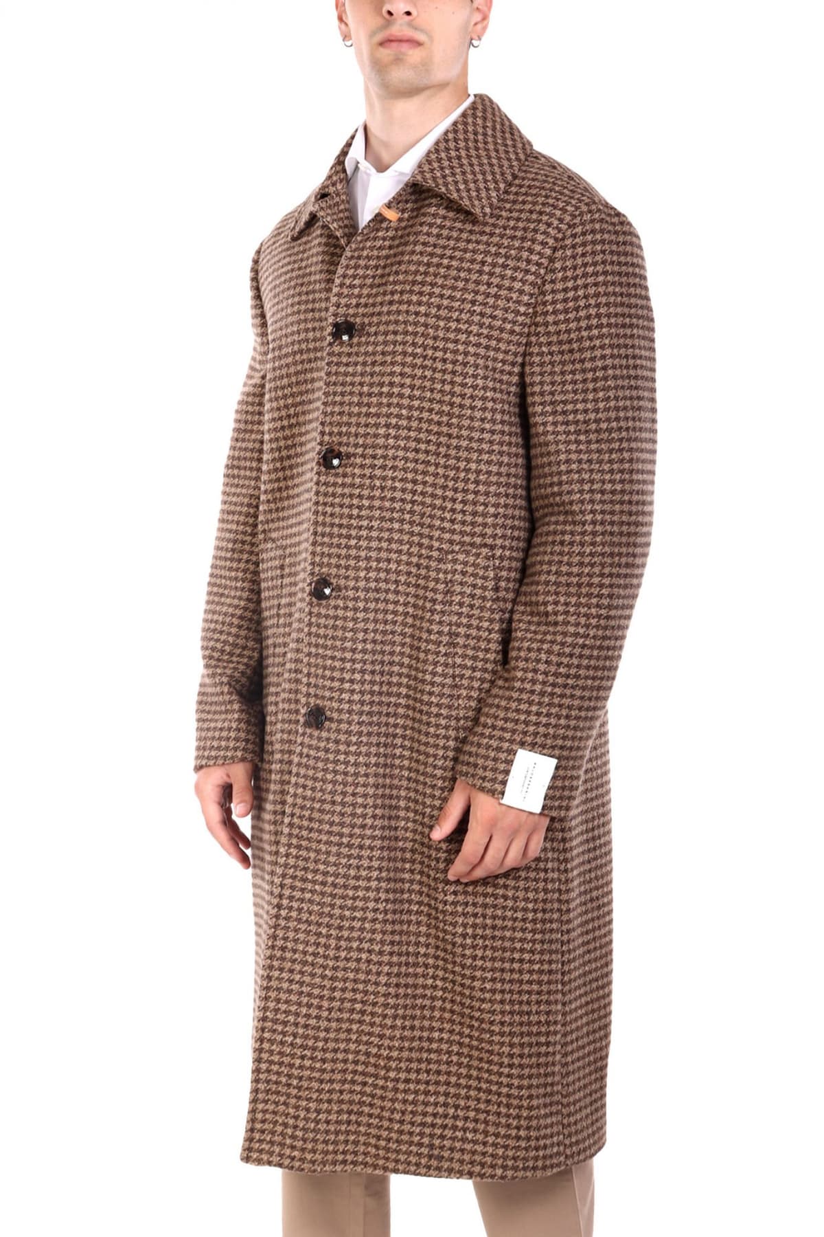 BALDESSARINI ΠΑΛΤΟ ΜΙΚΡΟΣΧΕΔΙΟ CONTEMPORARY FIT CONNER-L ΜΠΕΖ-ΚΑΦΕ