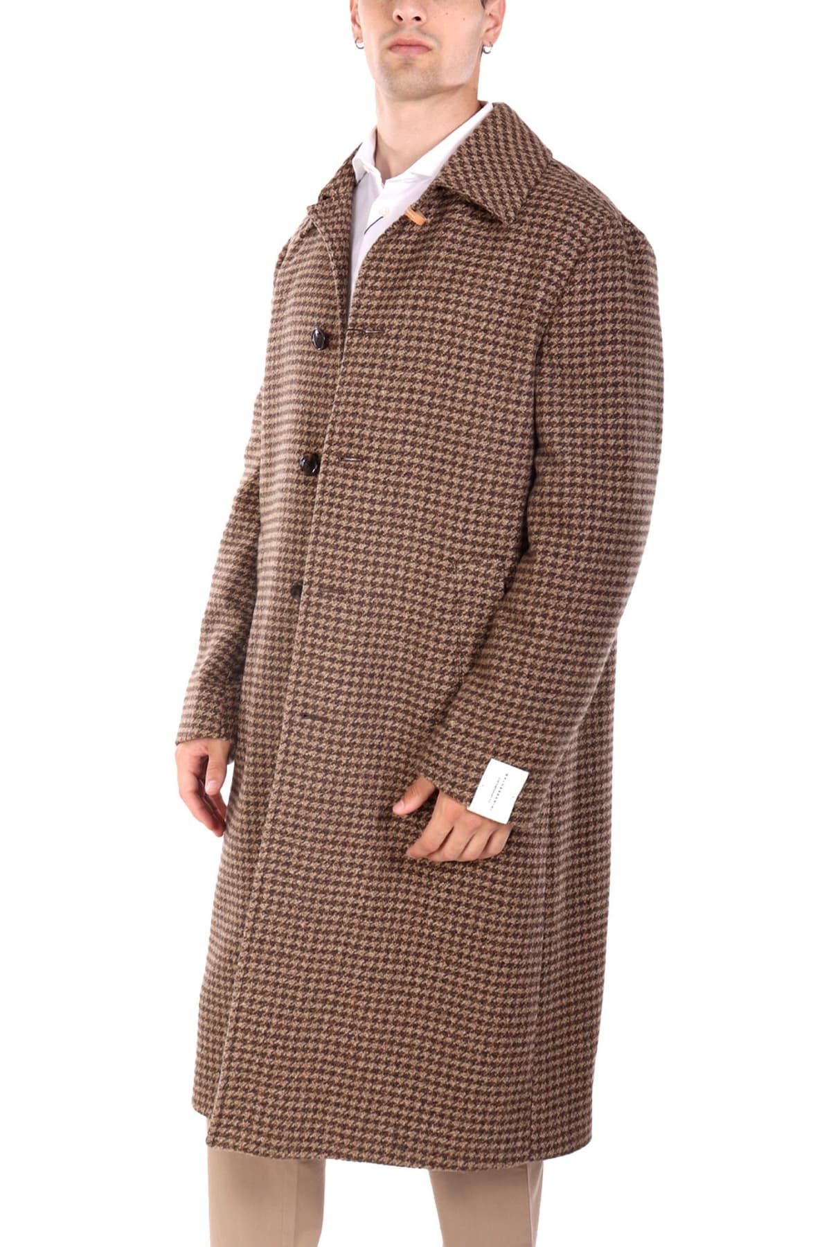 BALDESSARINI ΠΑΛΤΟ ΜΙΚΡΟΣΧΕΔΙΟ CONTEMPORARY FIT CONNER-L ΜΠΕΖ-ΚΑΦΕ