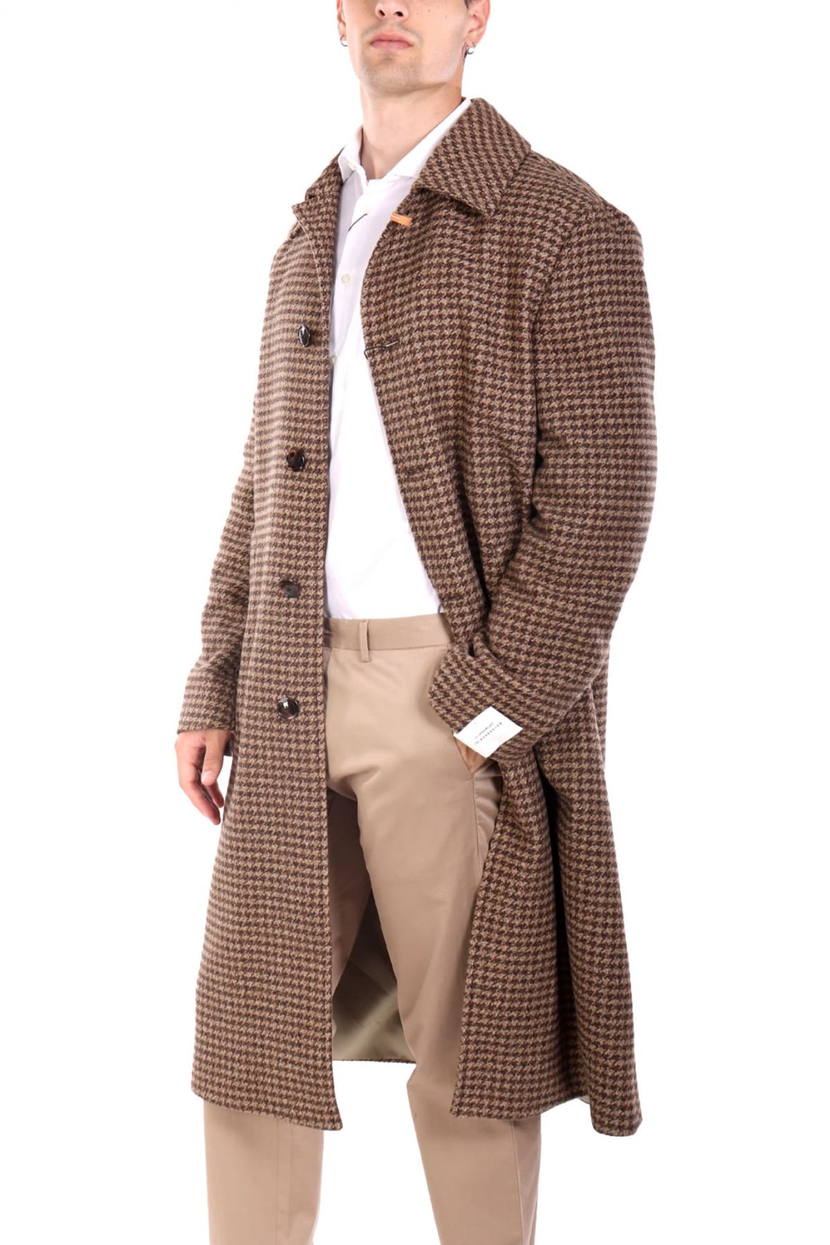 BALDESSARINI ΠΑΛΤΟ ΜΙΚΡΟΣΧΕΔΙΟ CONTEMPORARY FIT CONNER-L ΜΠΕΖ-ΚΑΦΕ