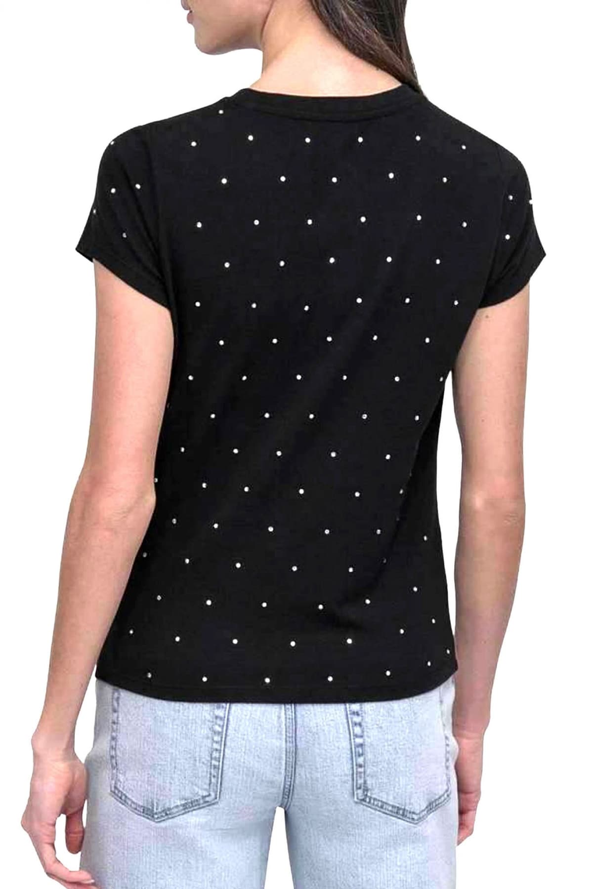 DKNY T-SHIRT CREW NECK LOGO STRASS ΜΑΥΡΟ