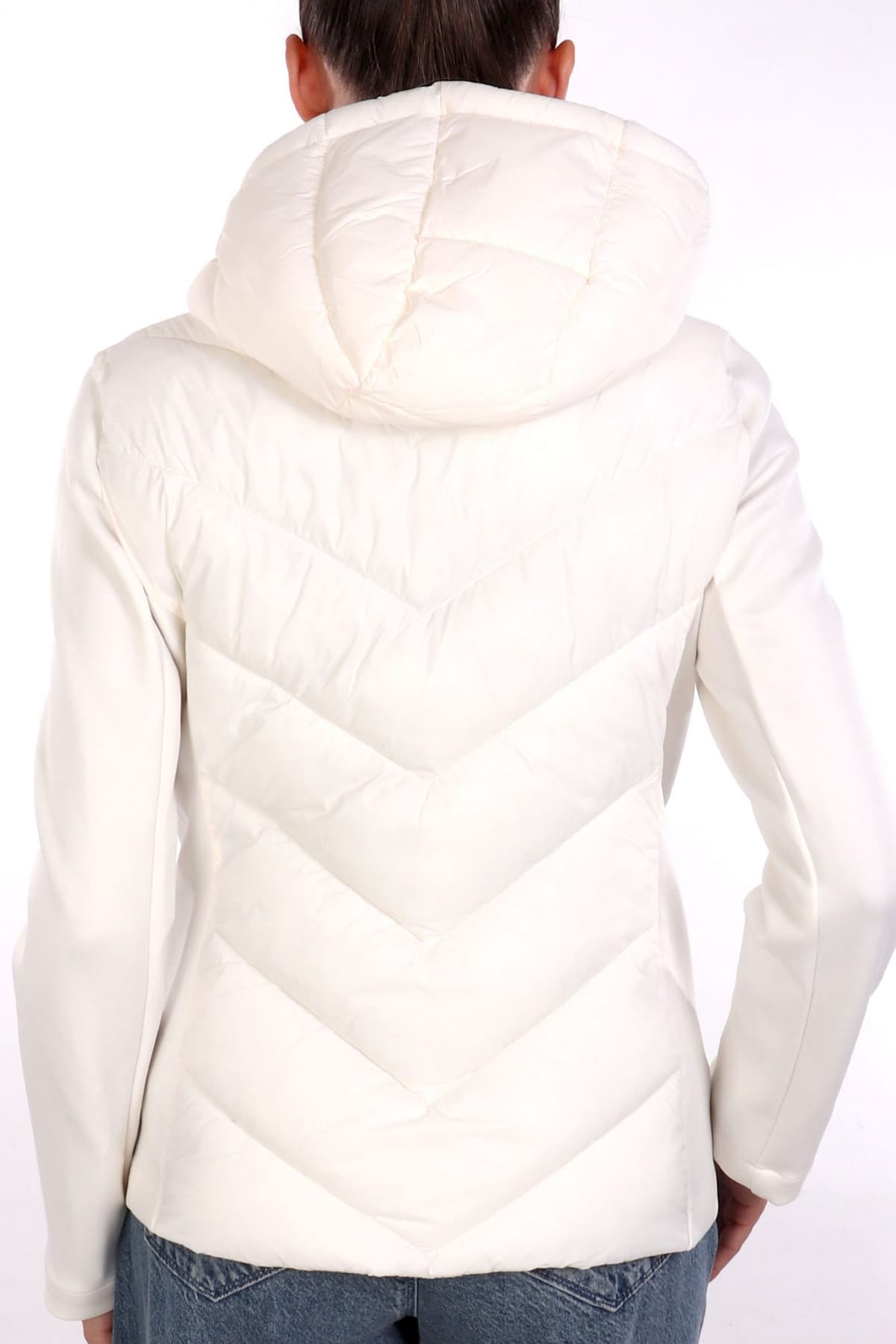 DKNY ΜΠΟΥΦΑΝ PUFFER HOODIE ΛΕΥΚΟ