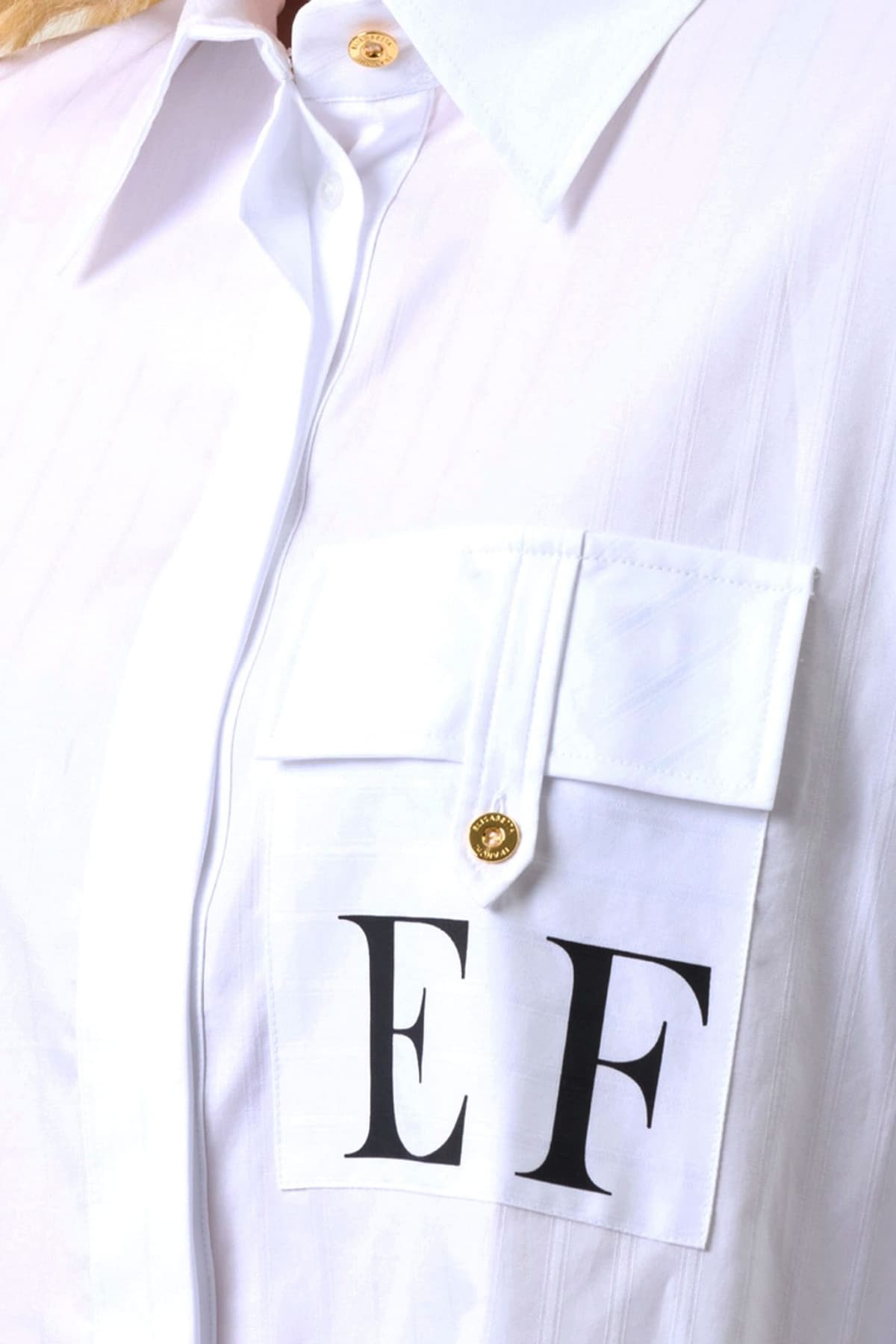 ELISABETTA FRANCHI ΠΟΥΚΑΜΙΣΟ ΡΙΓΕ LOGO POCKET ΛΕΥΚΟ