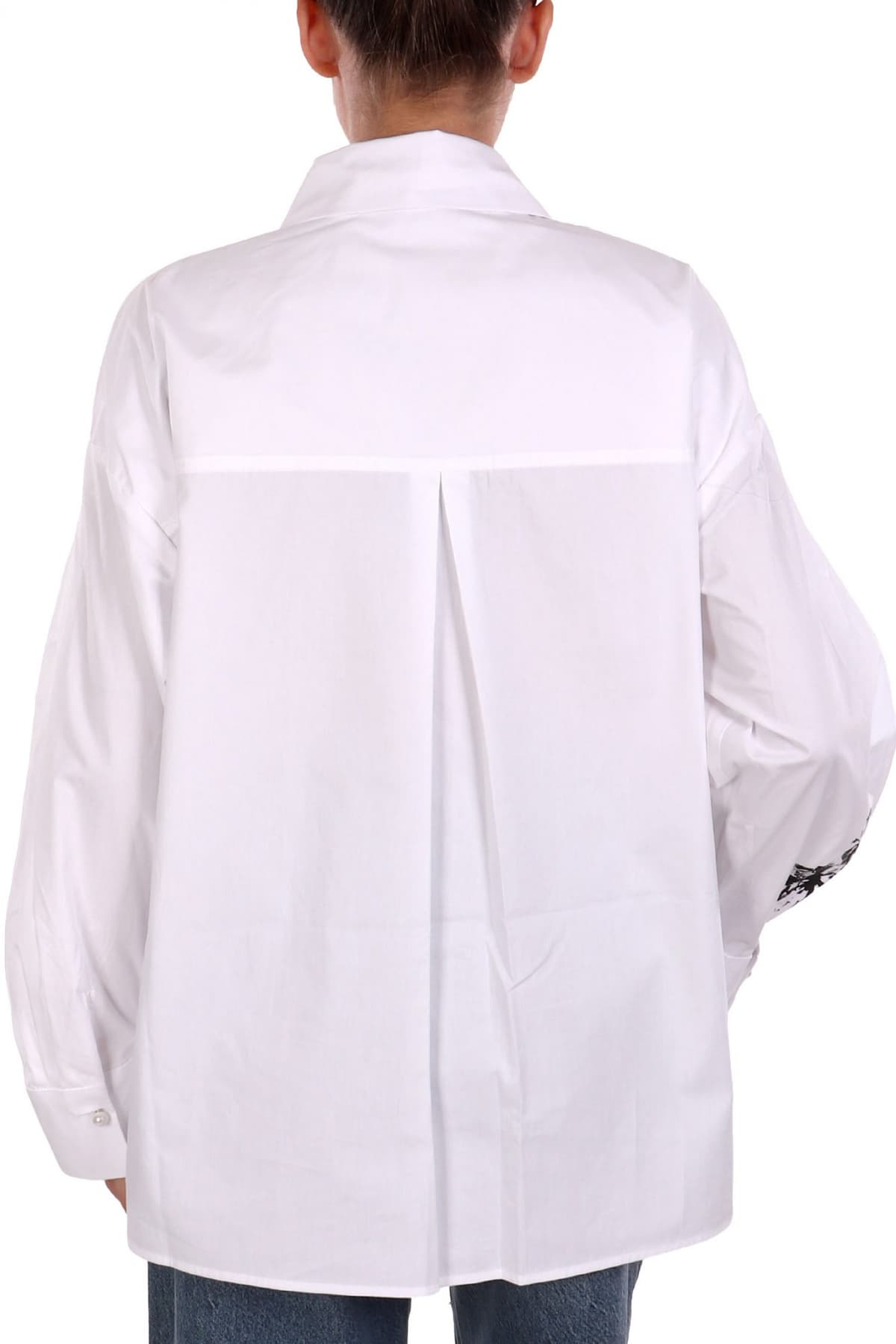 LIU-JO ΠΟΥΚΑΜΙΣΟ FLORAL ΧΑΝΤΡΕΣ ΜΑΝΙΚΙ ΚΟΥΦΟΠΙΕΤΑ ΛΕΥΚΟ-ΜΑΥΡΟ