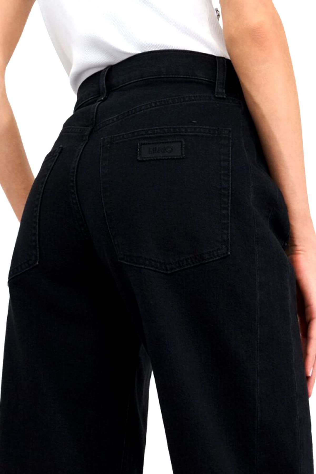 LIU-JO BETTER DENIM ΠΑΝΤΕΛΟΝΙ JEANS BOY CULT STRASS ΜΑΥΡΟ