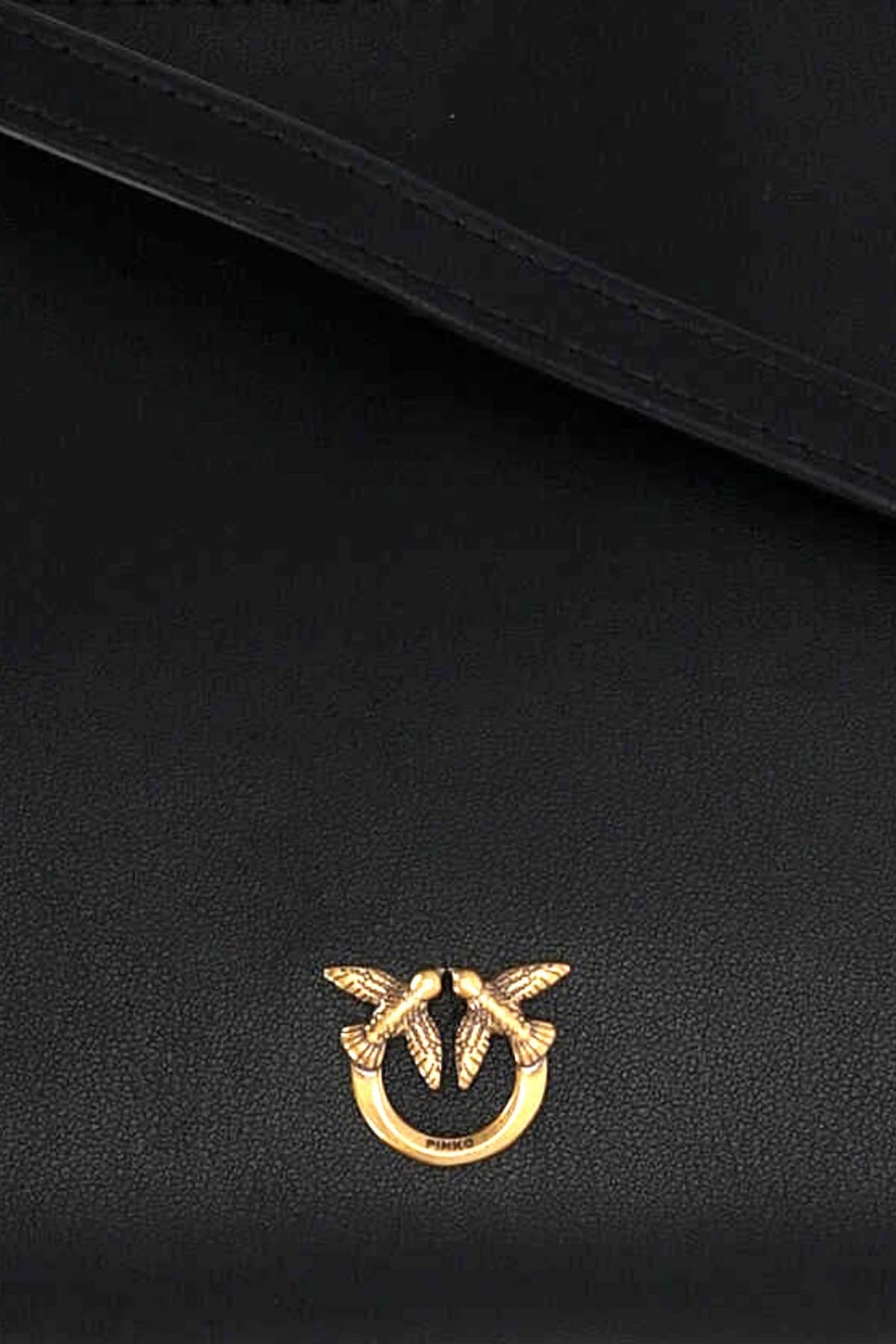 PINKO ΤΣΑΝΤΑΚΙ FLAT HORIZONTAL MINI VITELLO SETA ΜΑΥΡΟ