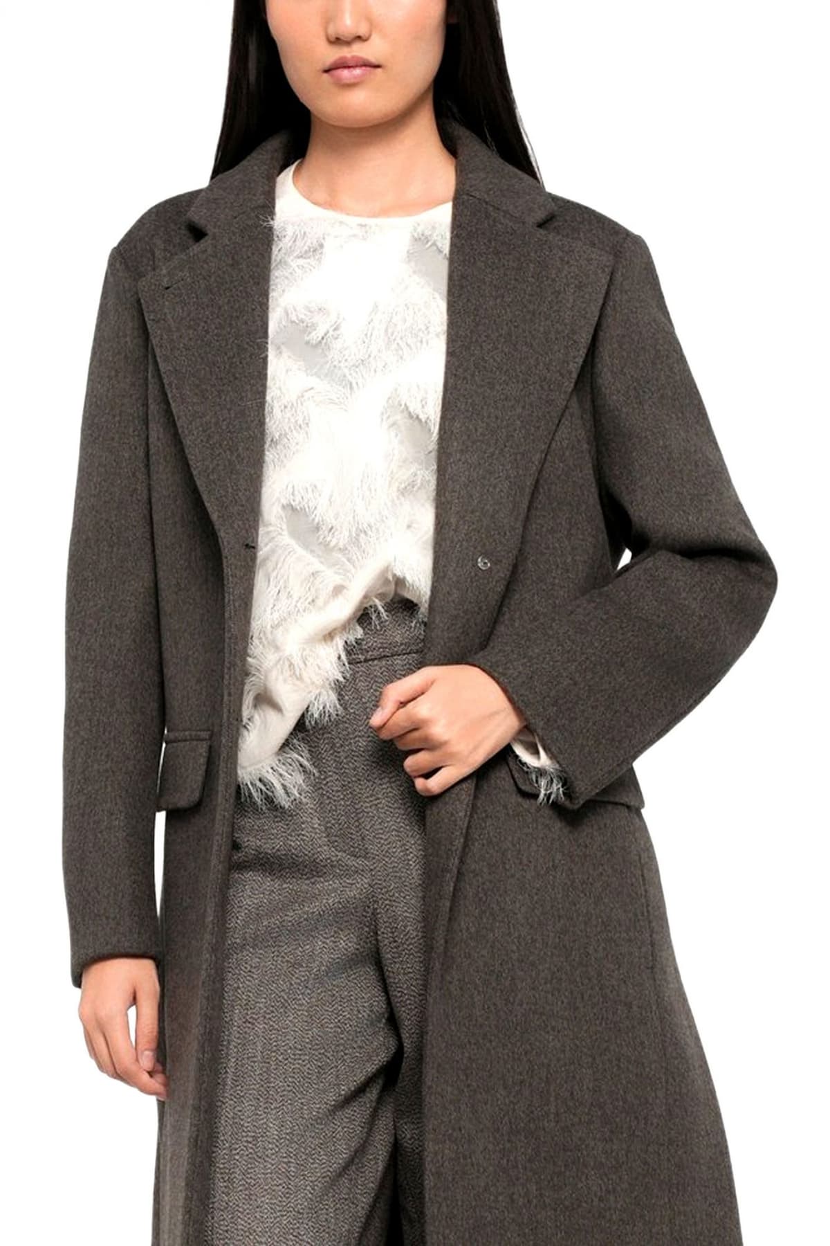 MARELLA ΠΑΛΤΟ GIOSTRO ΑΠΟΣΠΩΜΕΝΗ ΖΩΝΗ ΚΑΦΕ ΣΚΟΥΡΟ