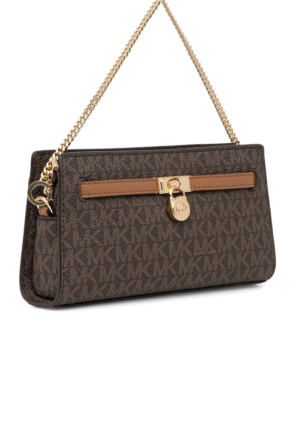 MICHAEL KORS ΤΣΑΝΤΑΚΙ CROSSBODY HΑΜΙLTON MODERNE ΑΛΥΣΙΔΑ ALL OVER LOGO KAΦΕ/ΤΑΜΠΑ