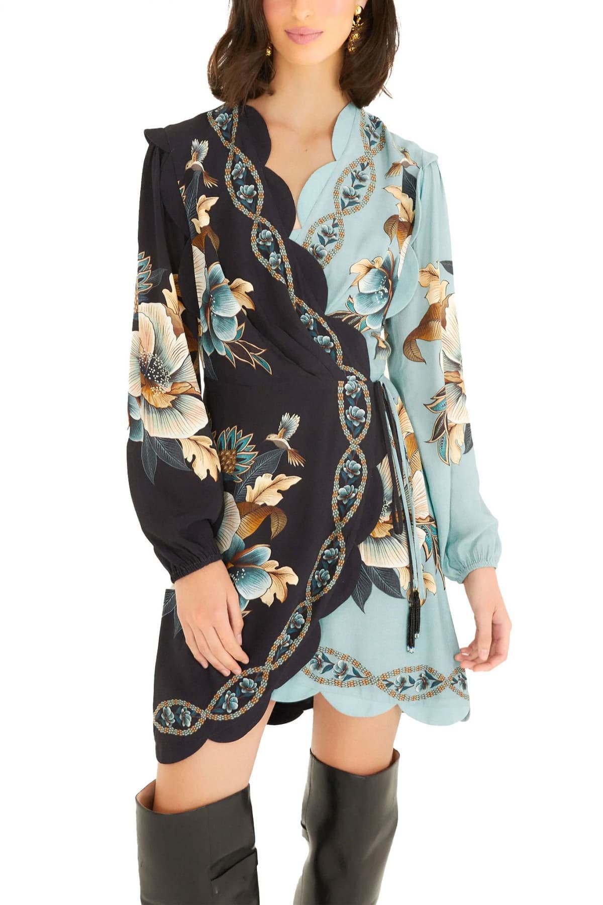 FARM RIO ΦΟΡΕΜΑ MINI SNAKE GARDEN MIX WRAP WAVY ΕΜΠΡΙΜΕ ΔΕΣΙΜΟ ΜΕΣΗ ΚΡΟΥΑΖΕ ΜΑΥΡΟ ΒΕΡΑΜΑΝ