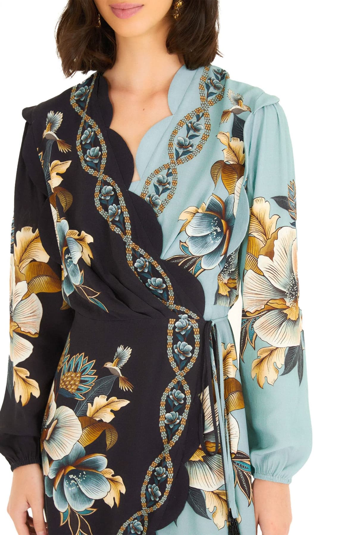 FARM RIO ΦΟΡΕΜΑ MINI SNAKE GARDEN MIX WRAP WAVY ΕΜΠΡΙΜΕ ΔΕΣΙΜΟ ΜΕΣΗ ΚΡΟΥΑΖΕ ΜΑΥΡΟ ΒΕΡΑΜΑΝ