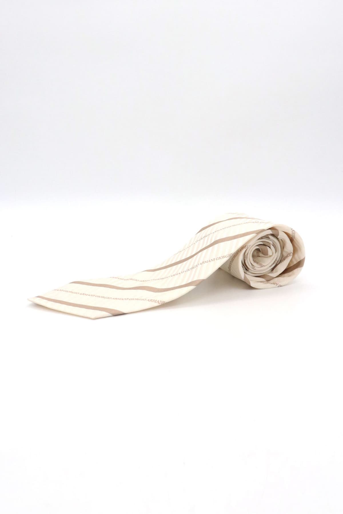 GIORGIO ARMANI ΓΡΑΒΑΤΑ JACQUARD ΜΠΕΖ-ΚΑΦΕ