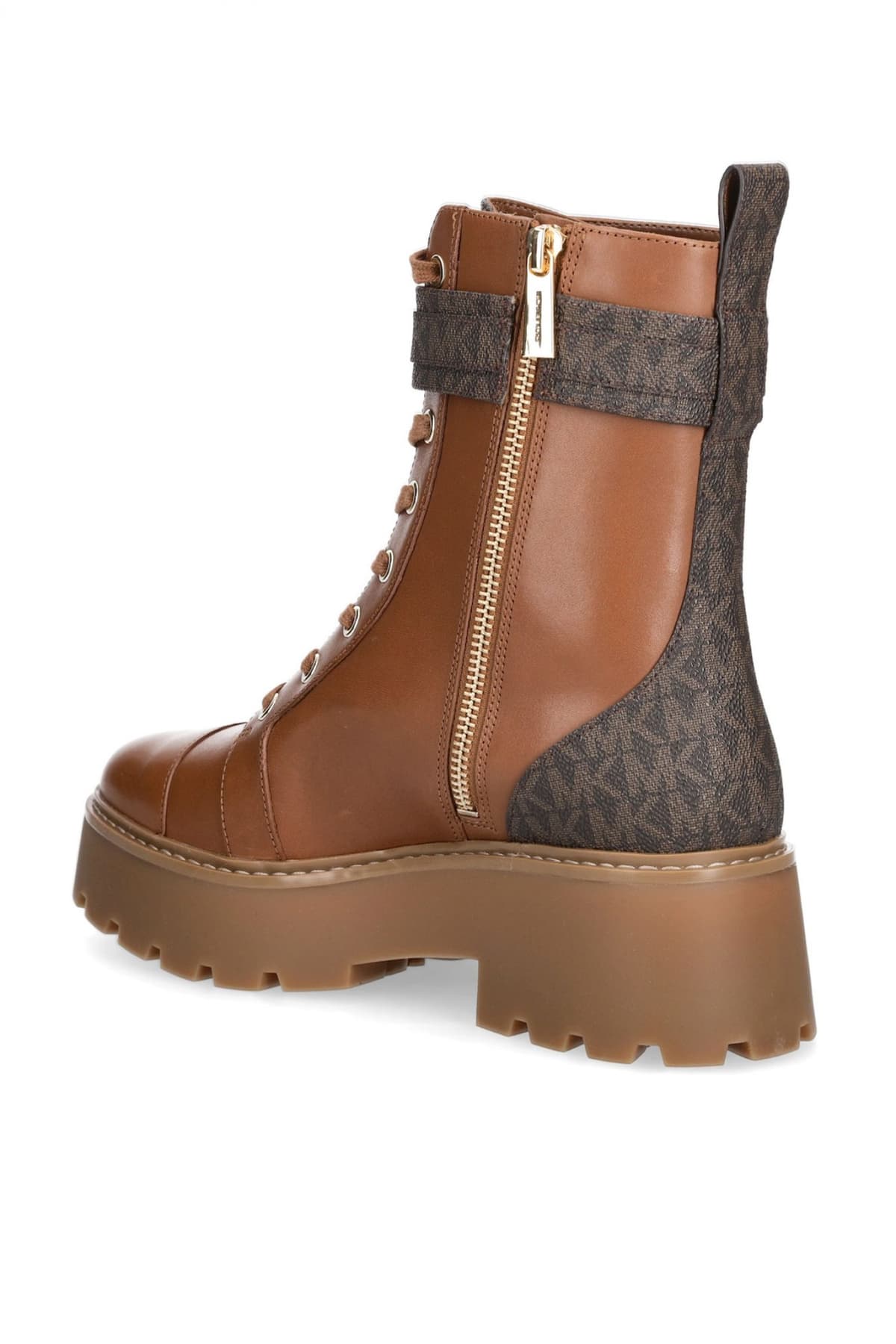 MICHAEL KORS ΠΑΠΟΥΤΣΙΑ ΜΠΟΤΑΚΙΑ MANDY LACE UP BOOTIE KOΡΔΟΝΙΑ ΦΕΡΜΟΥΑΡ LOGO TAMΠΑ/ΚΑΦΕ