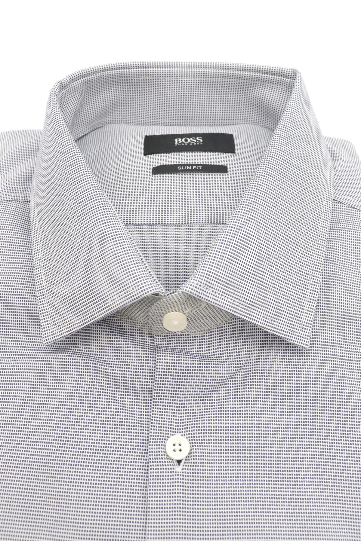 BOSS ΠΟΥΚΑΜΙΣΟ SLIM FIT JENNO ΜΙΚΡΟΣΧΕΔΙΟ ΜΠΛΕ