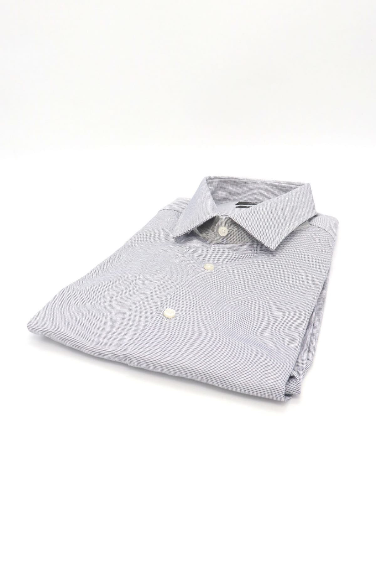 BOSS ΠΟΥΚΑΜΙΣΟ SLIM FIT JENNO ΜΙΚΡΟΣΧΕΔΙΟ ΜΠΛΕ